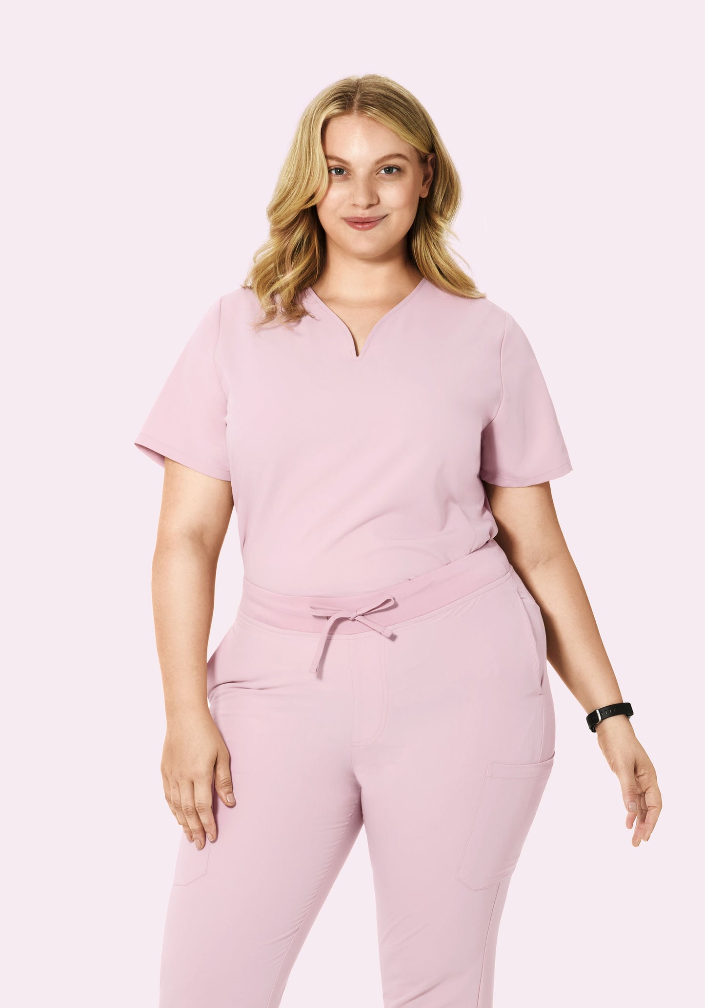 Curved V-Neck Top Blush Blossom