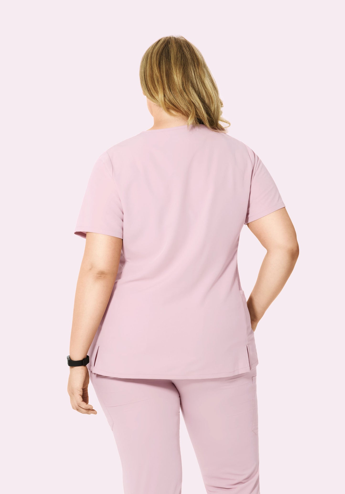 Curved V-Neck Top Blush Blossom