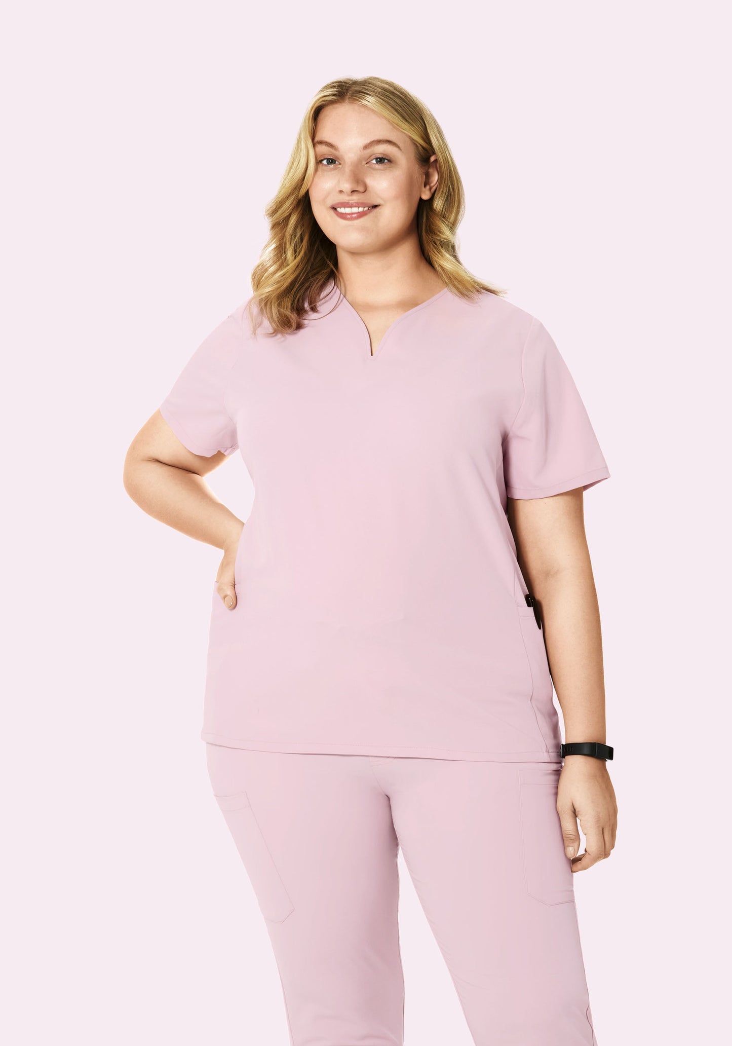 Curved V-Neck Top Blush Blossom