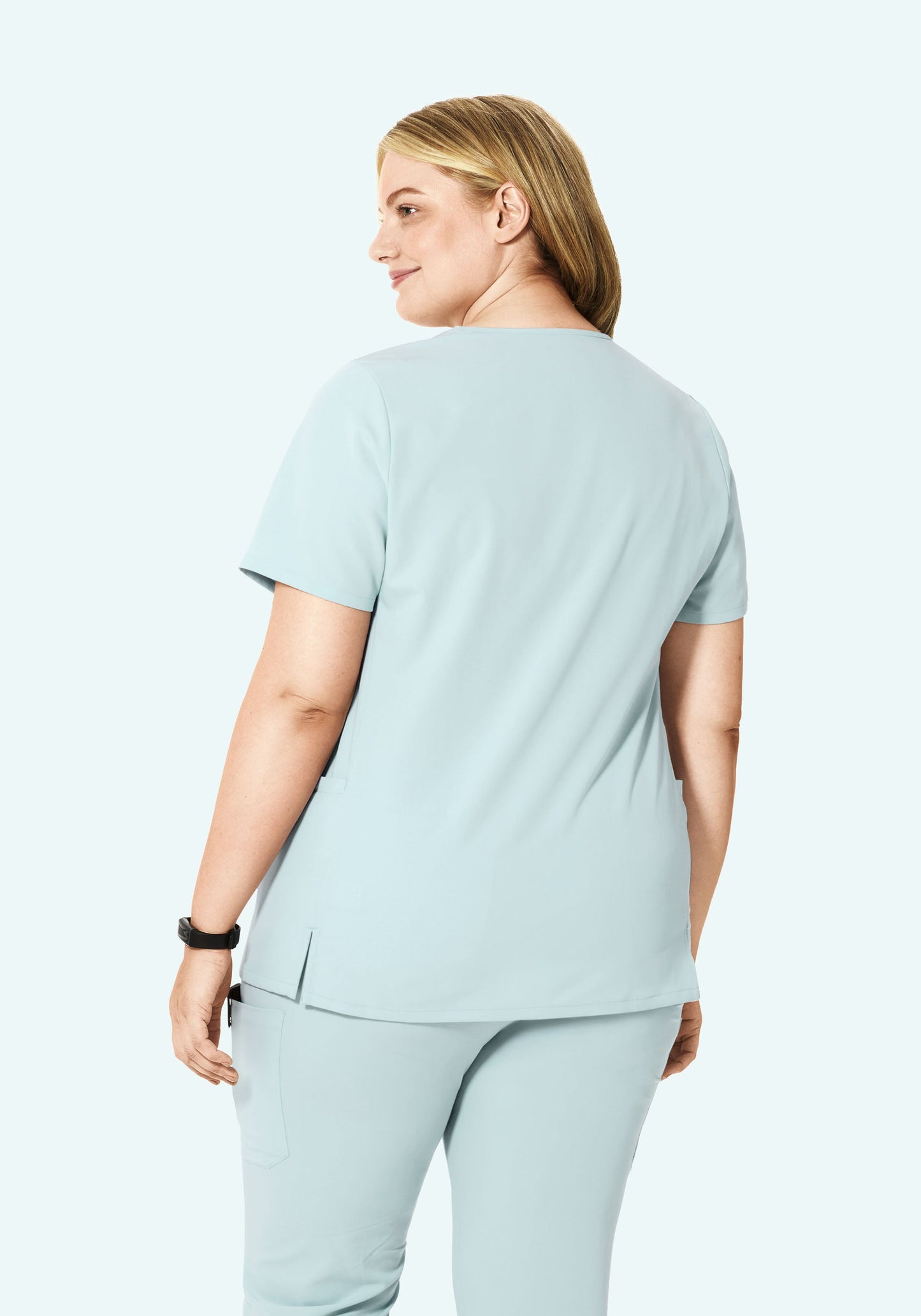 Curved V-Neck Top Sky