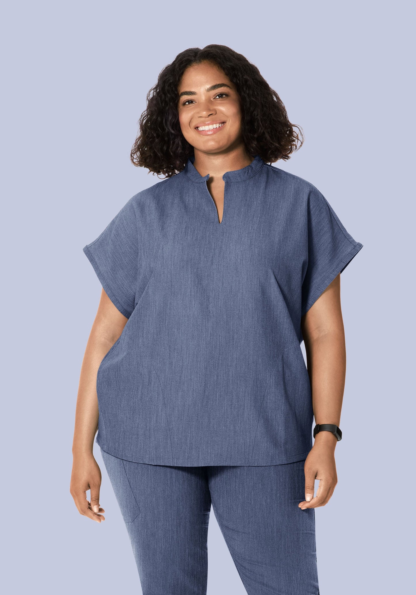 Mandarin Dolman Top Heather Denim