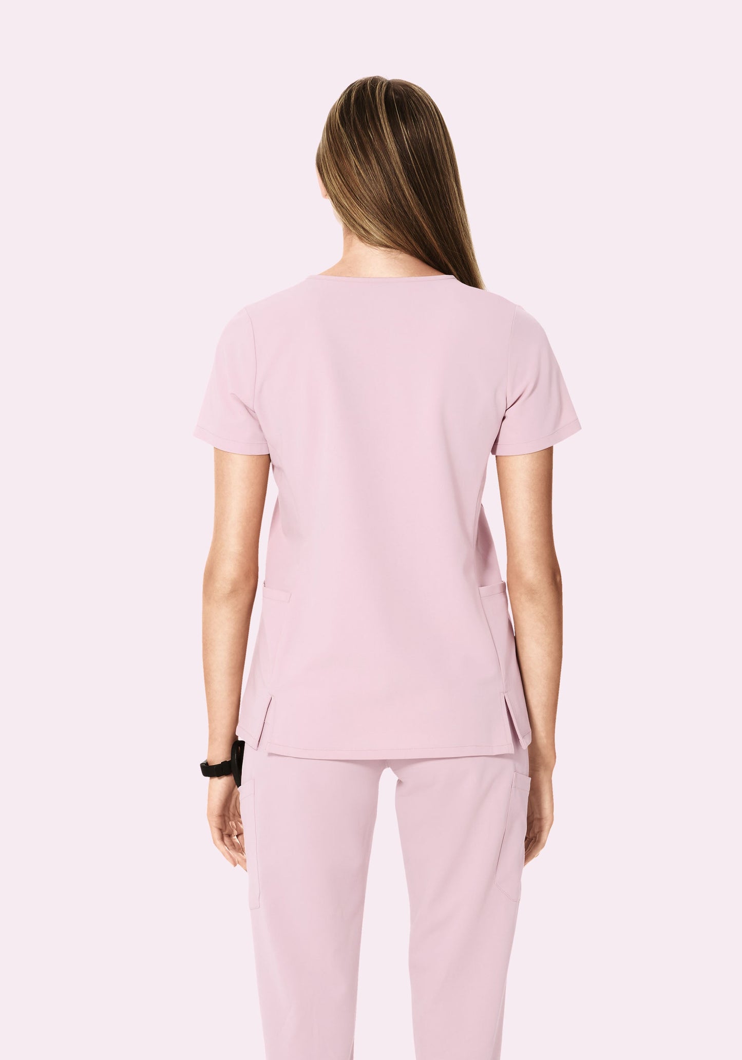 Curved V-Neck Top Blush Blossom