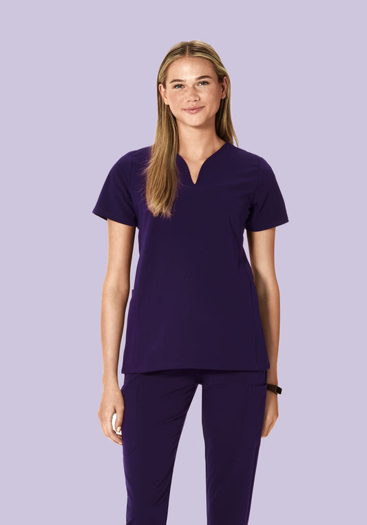 Curved V-Neck Top Eggplant