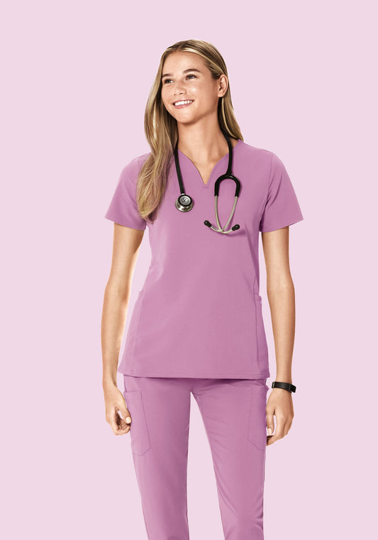 Curved V-Neck Top Lilac
