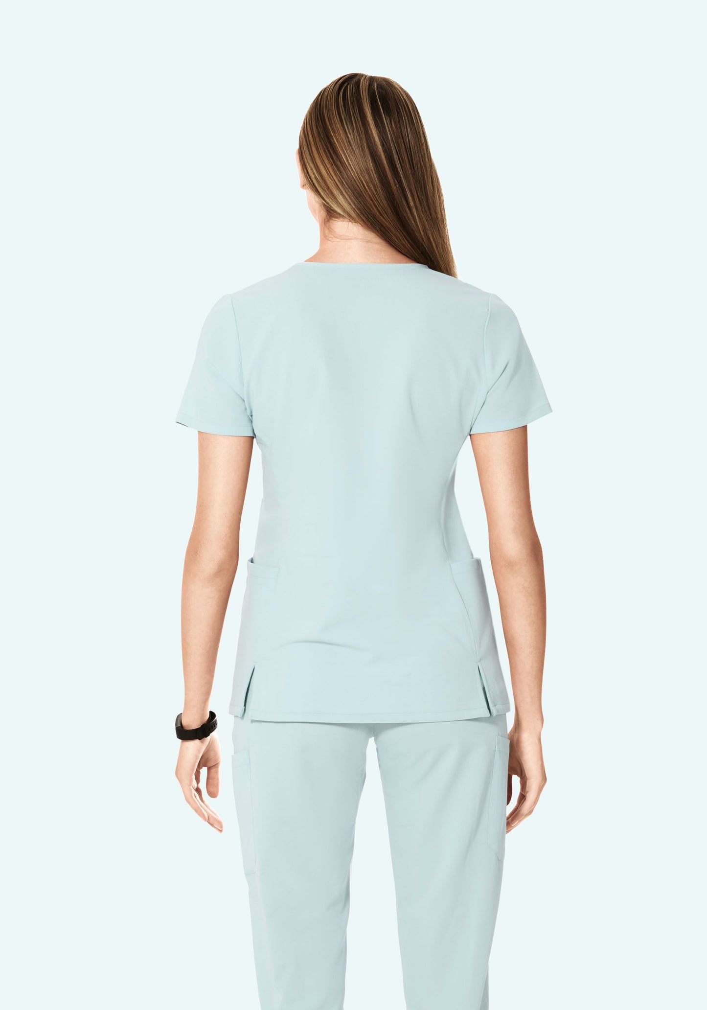 Curved V-Neck Top Sky