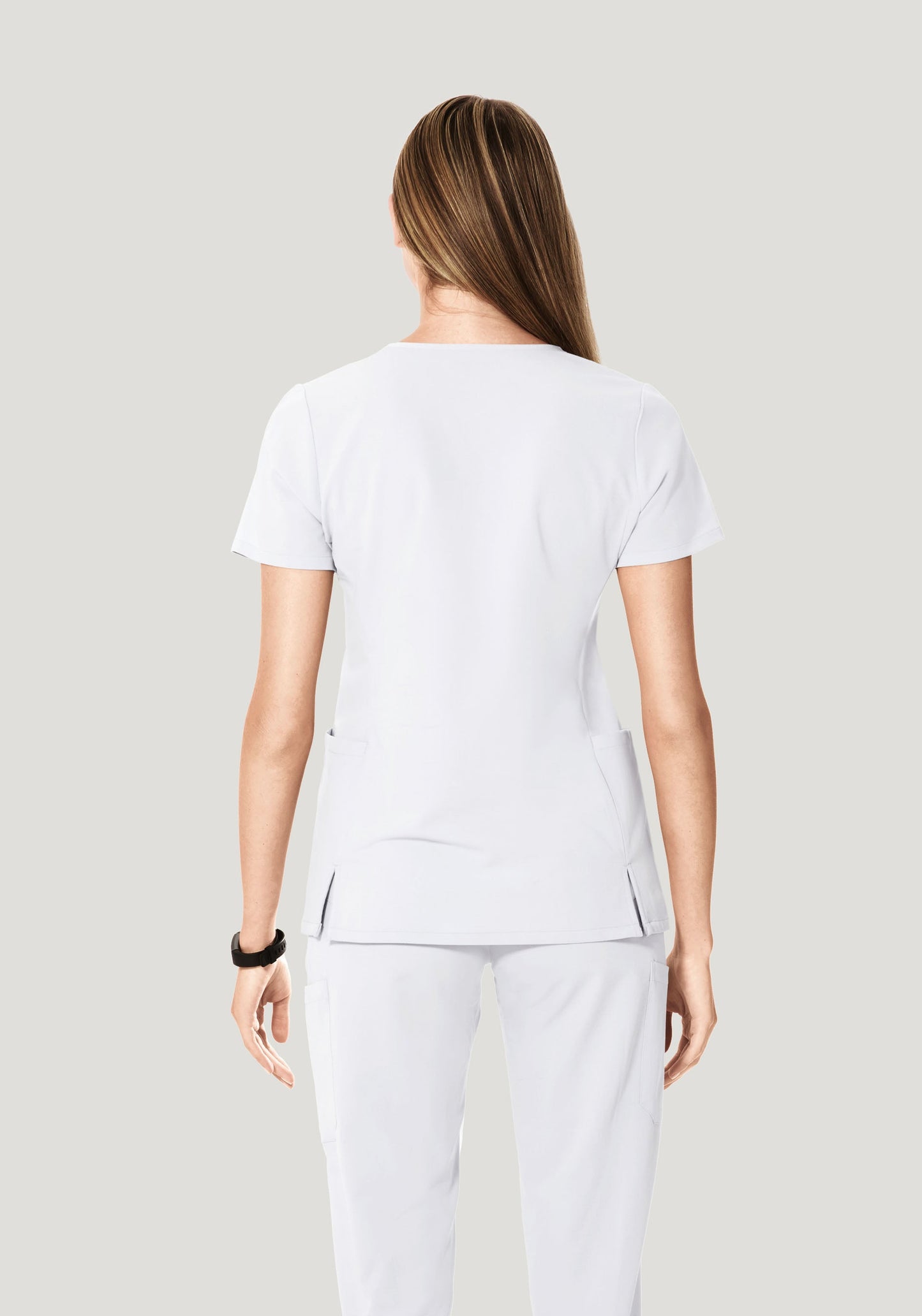 Curved V-Neck Top White