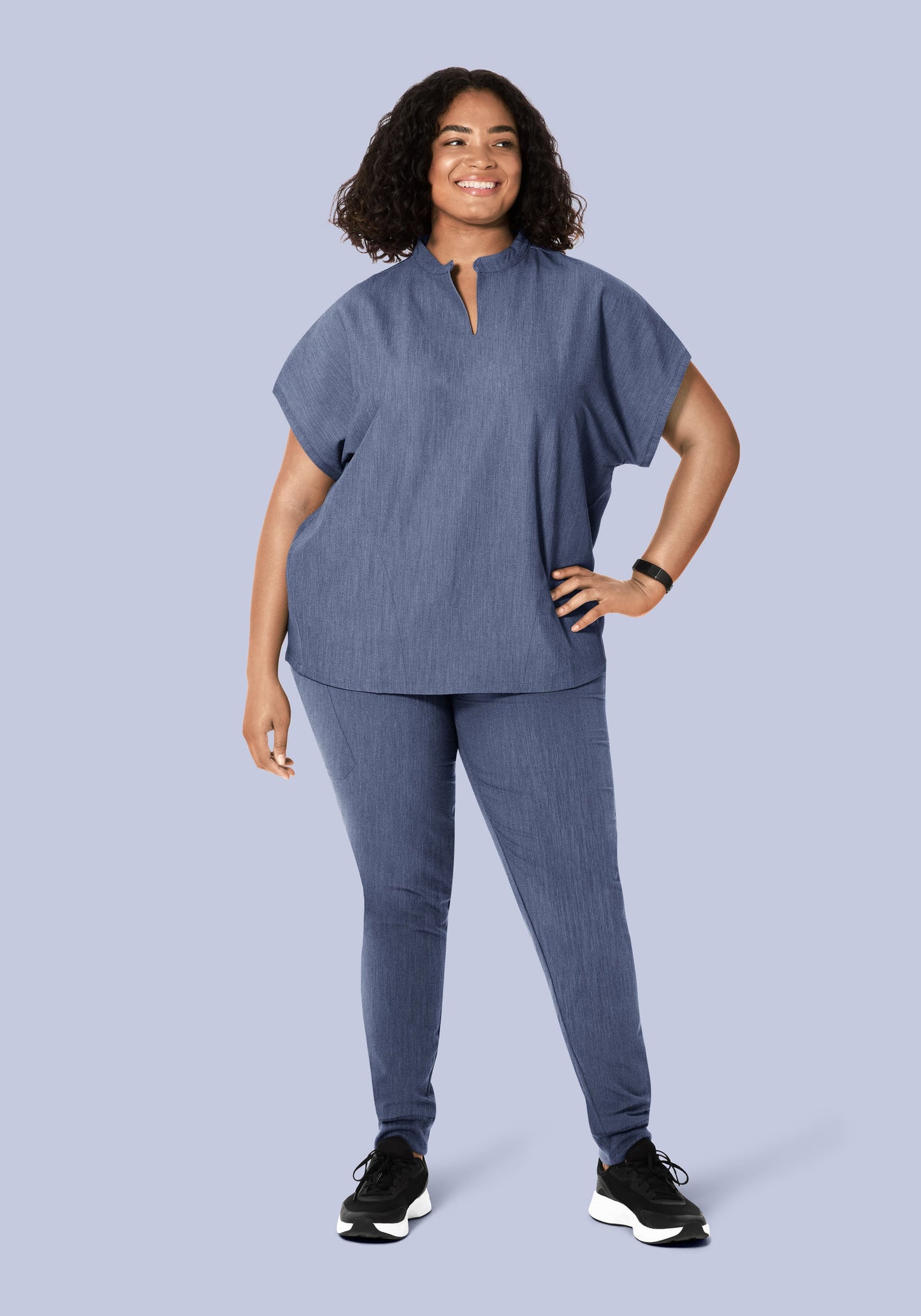 Mandarin Dolman Top Heather Denim