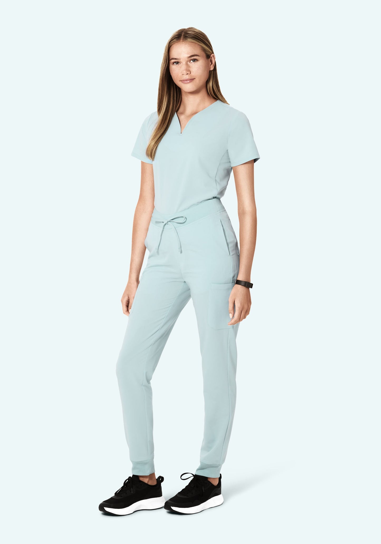 Curved V-Neck Top Sky