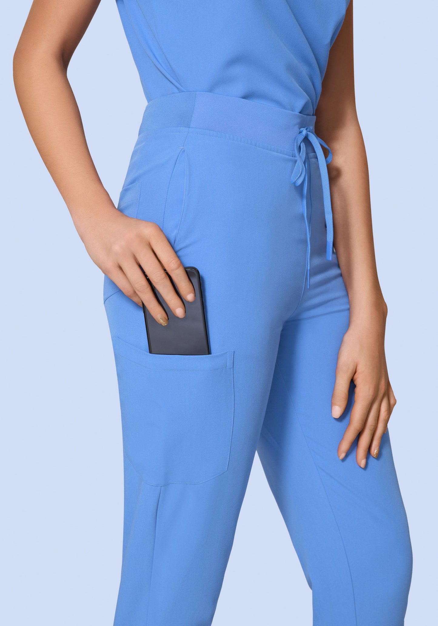 High Waisted Joggers Ceil Blue