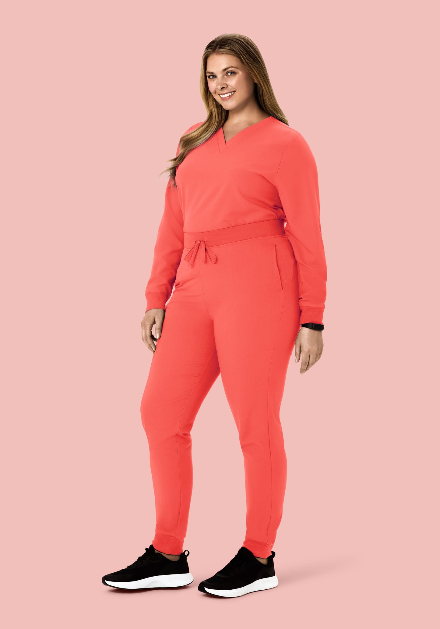 Long Sleeve 6 Pocket Top Sunkissed Coral