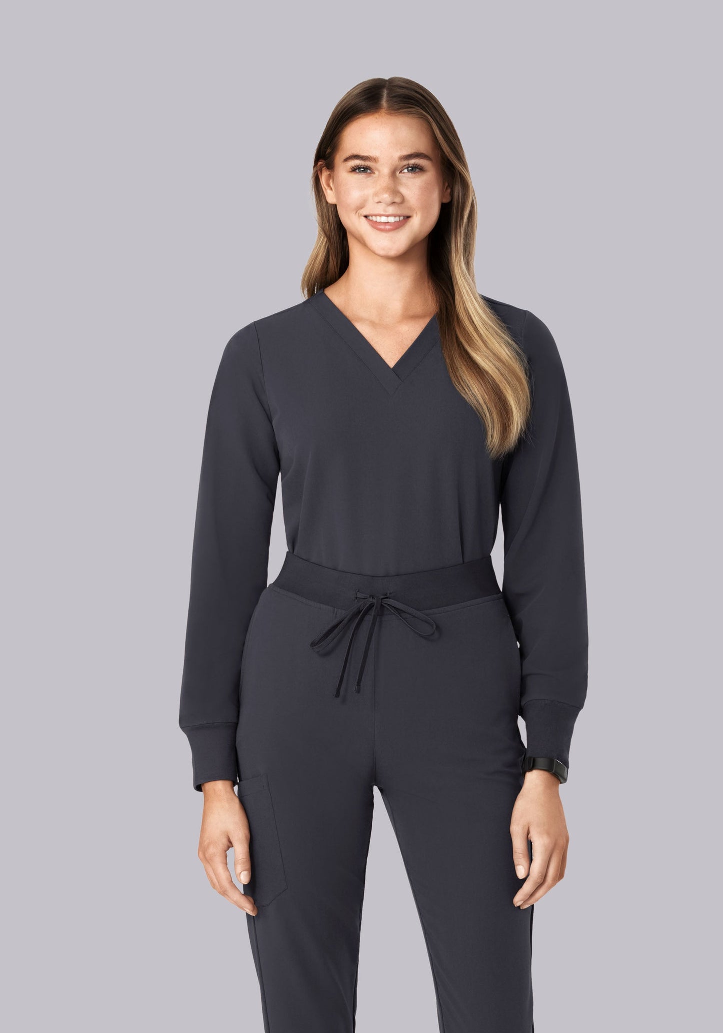 Long Sleeve 6 Pocket Top Pewter