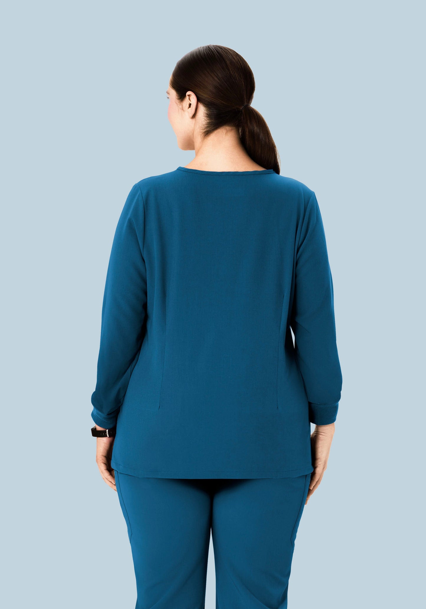 Long Sleeve Notch Neck Top Harbor Blue