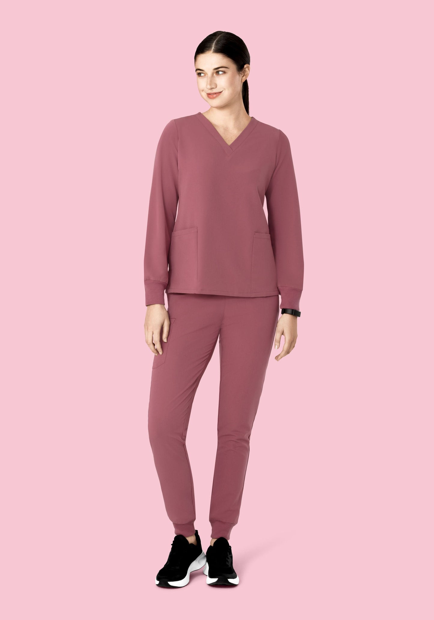 Long Sleeve 6 Pocket Top Mauve