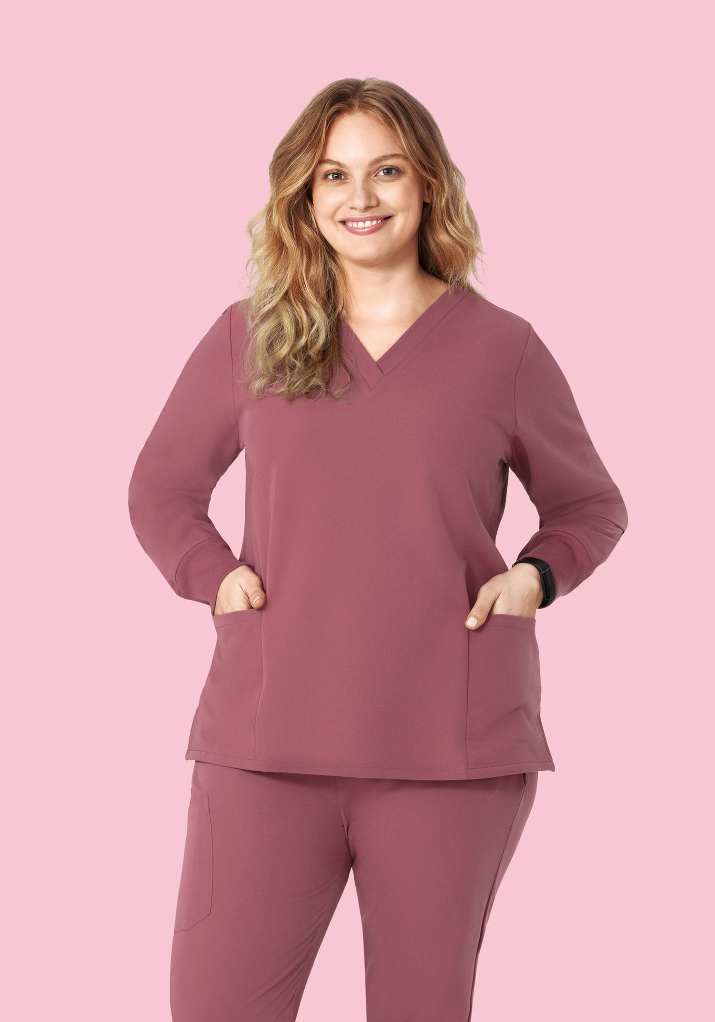 Long Sleeve 6 Pocket Top Mauve