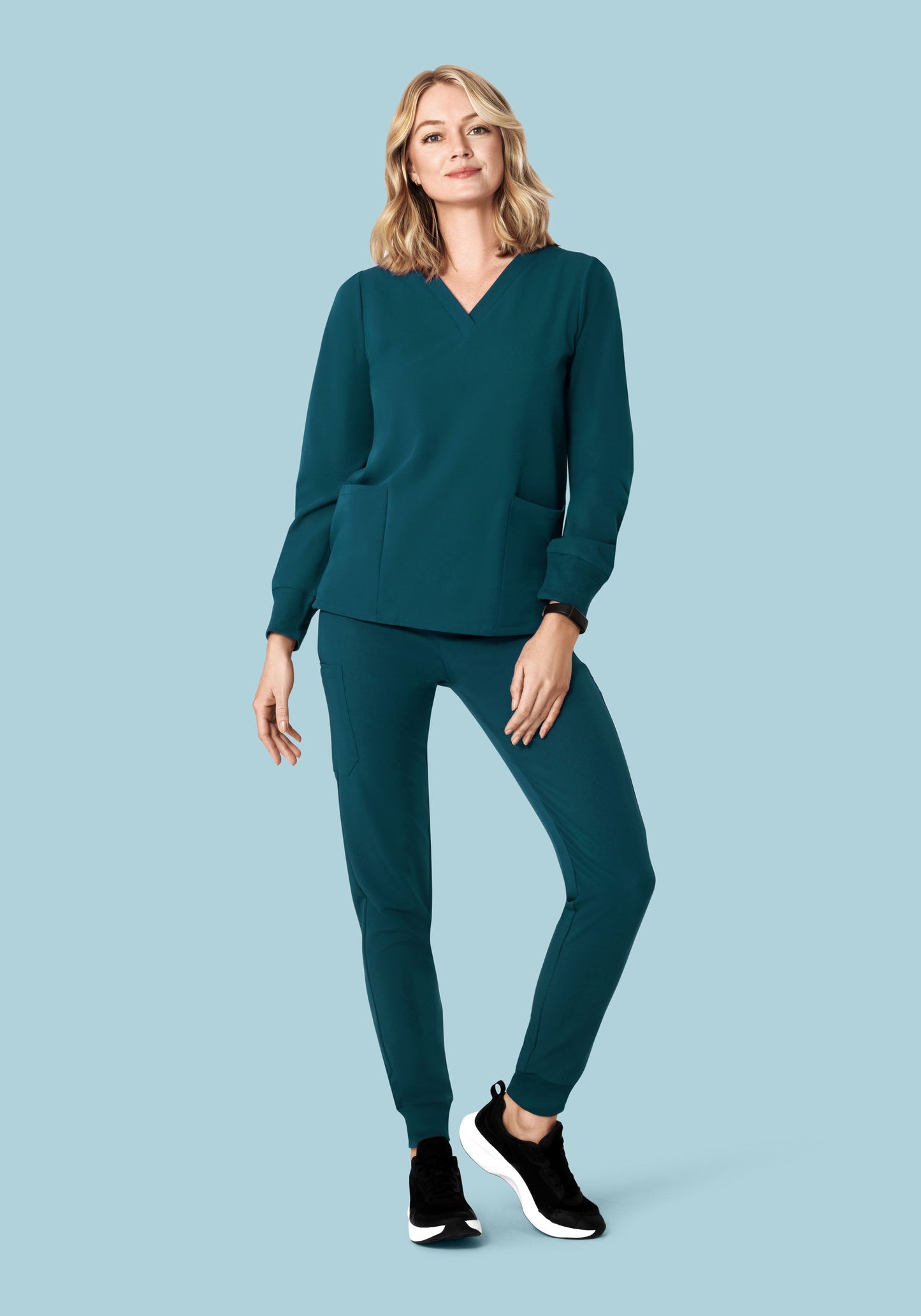Long Sleeve 6 Pocket Top Caribbean Blue