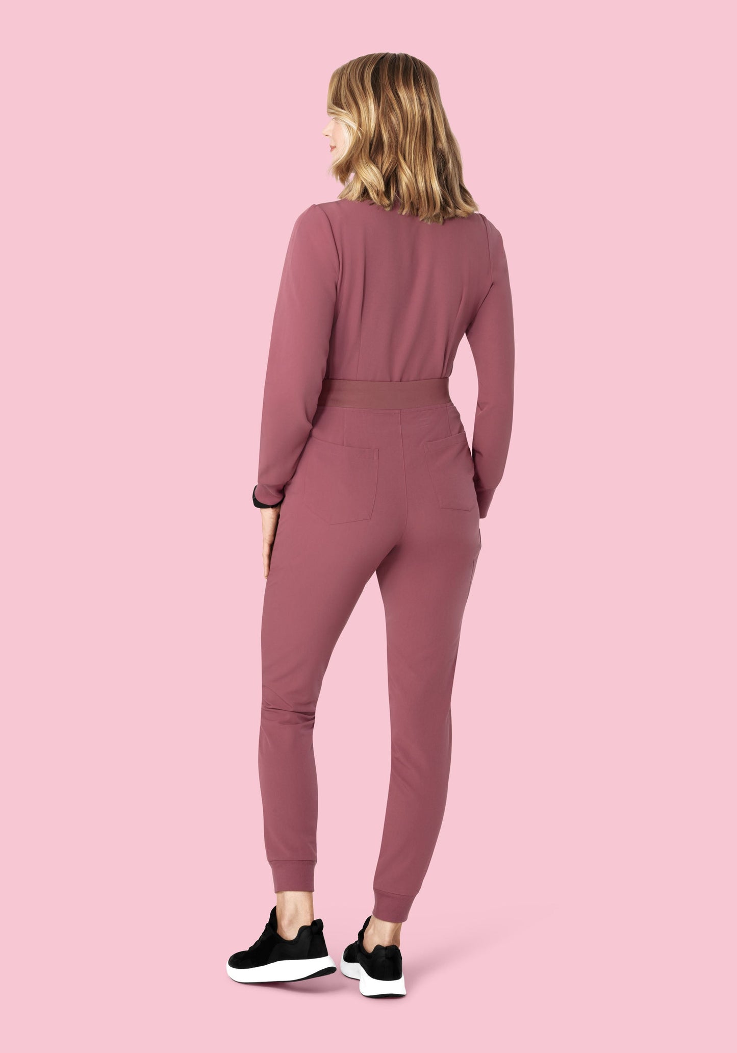 Long Sleeve Notch Neck Top Mauve
