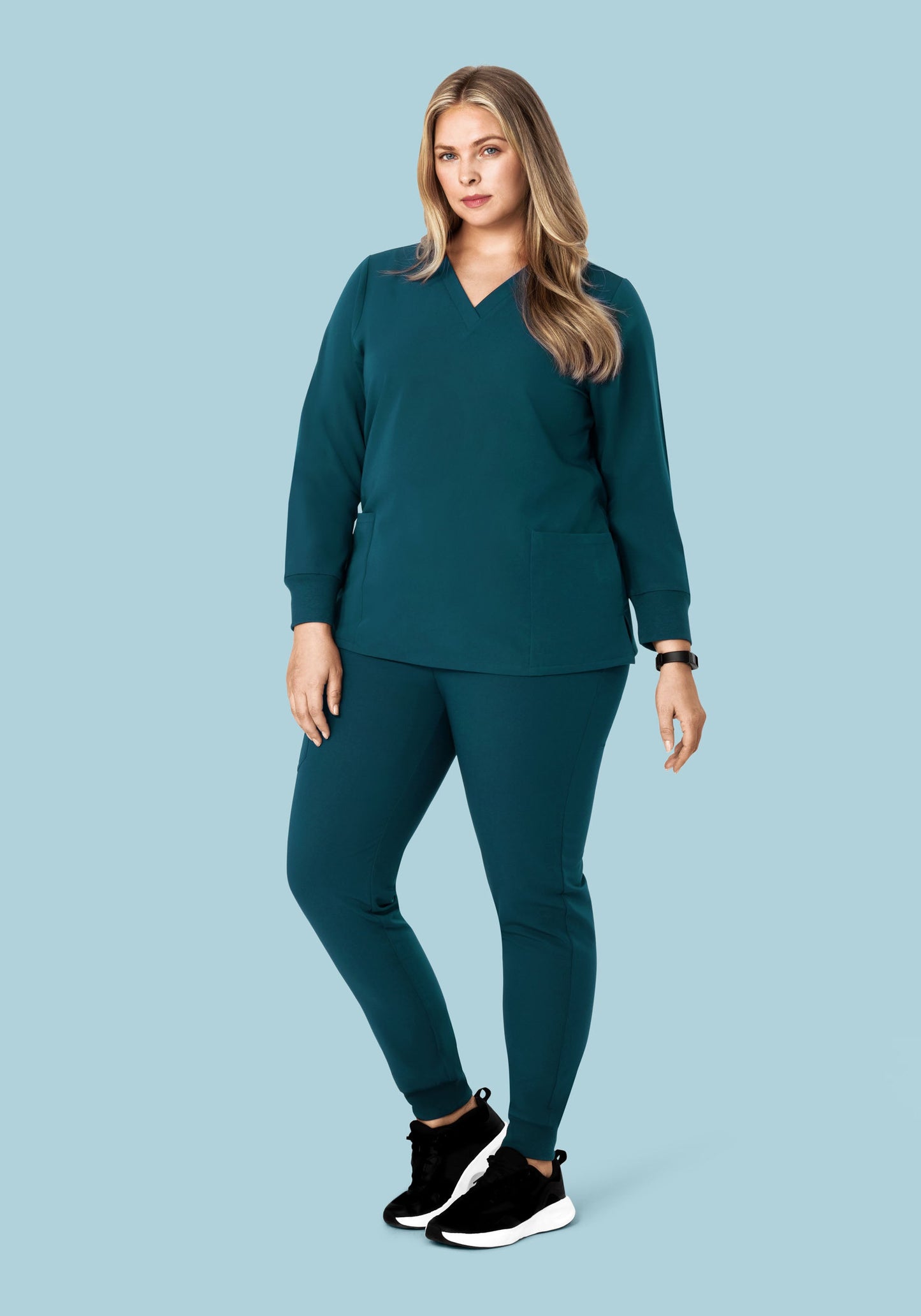 Long Sleeve 6 Pocket Top Caribbean Blue
