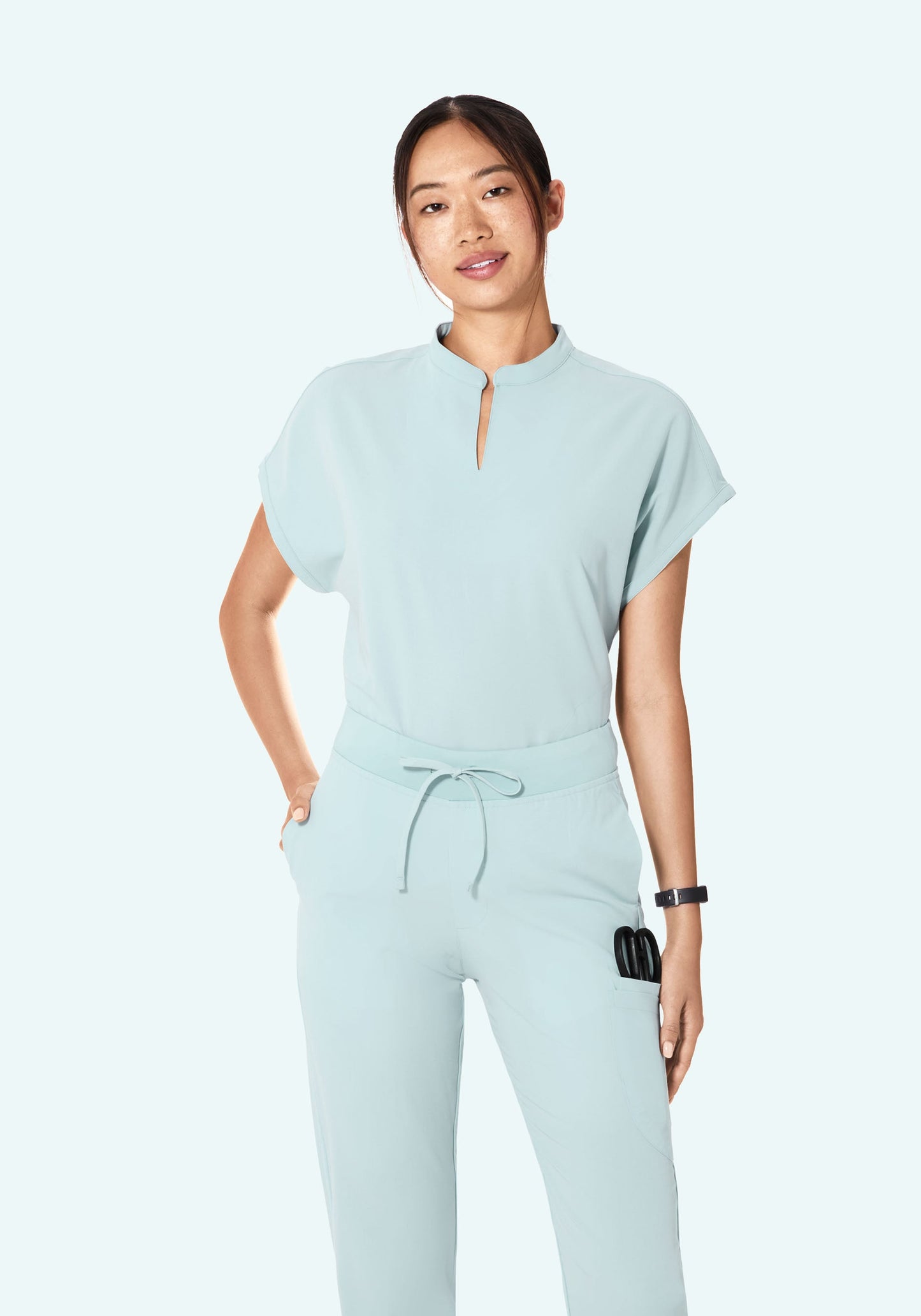 Mandarin Dolman Top Sky