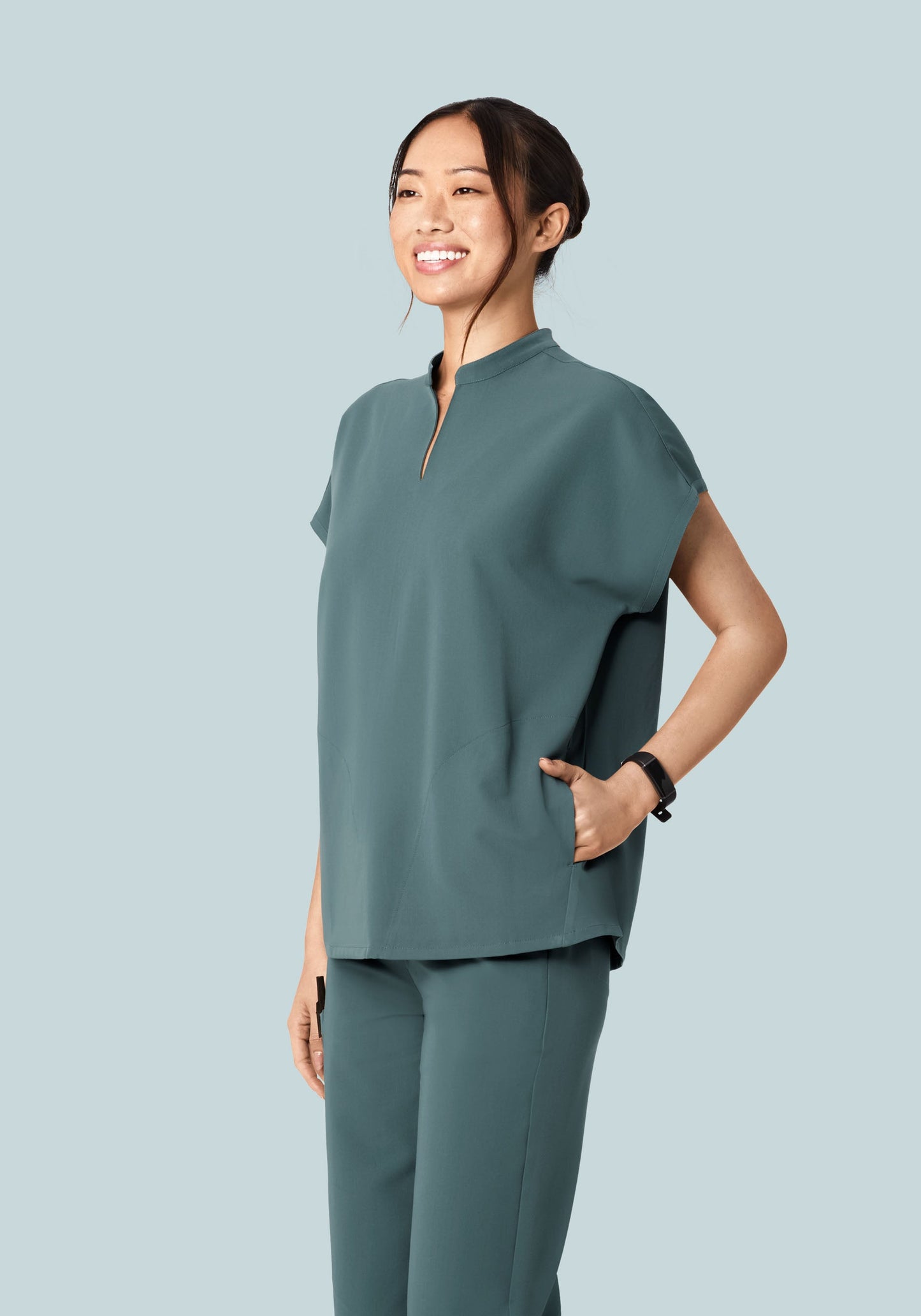 Mandarin Dolman Top Stormy Sky