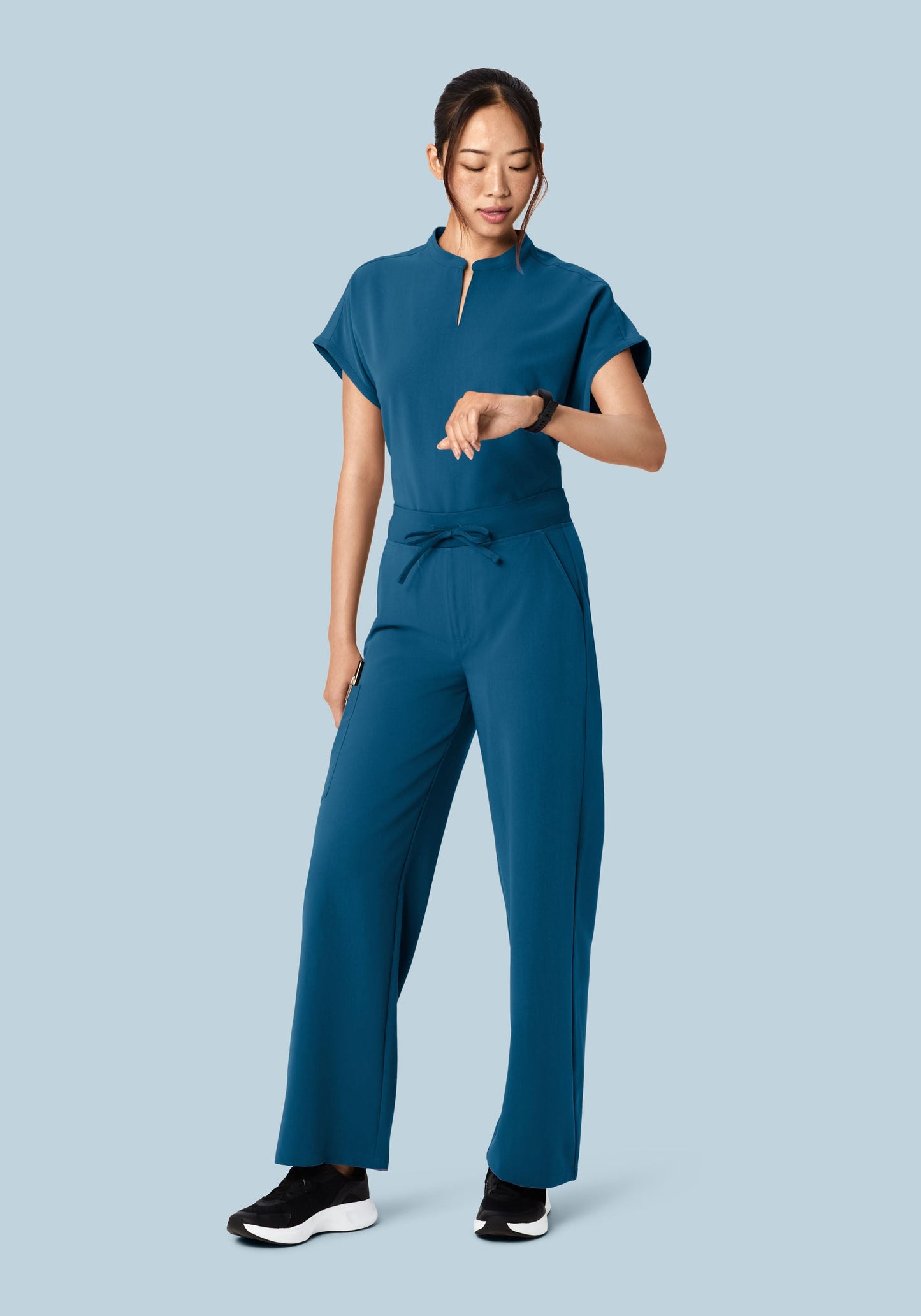 Mandarin Dolman Top Harbor Blue