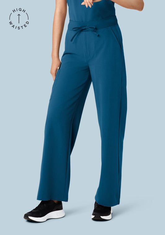 High Waisted Wide Leg Harbor Blue