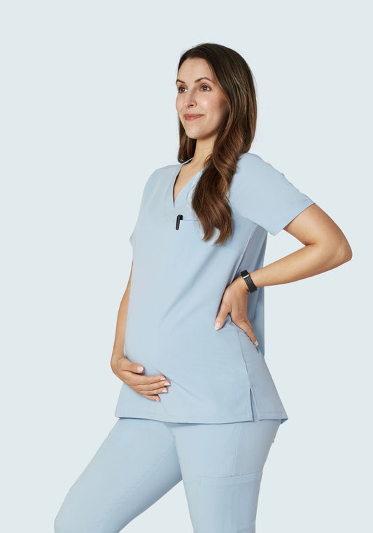 Maternity One Pocket Top Powder Blue