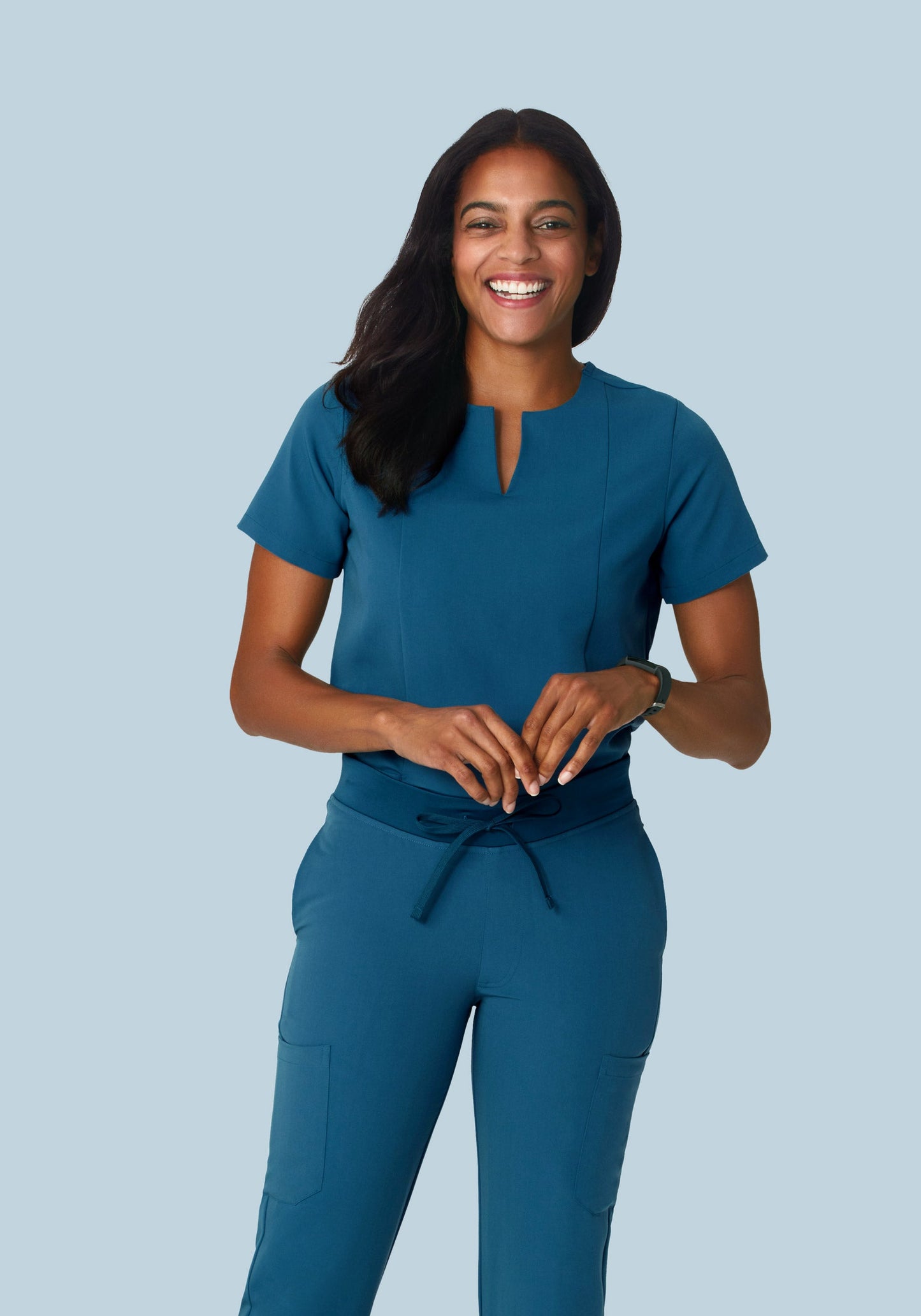 5 Pocket Notch Neck Top Harbor Blue