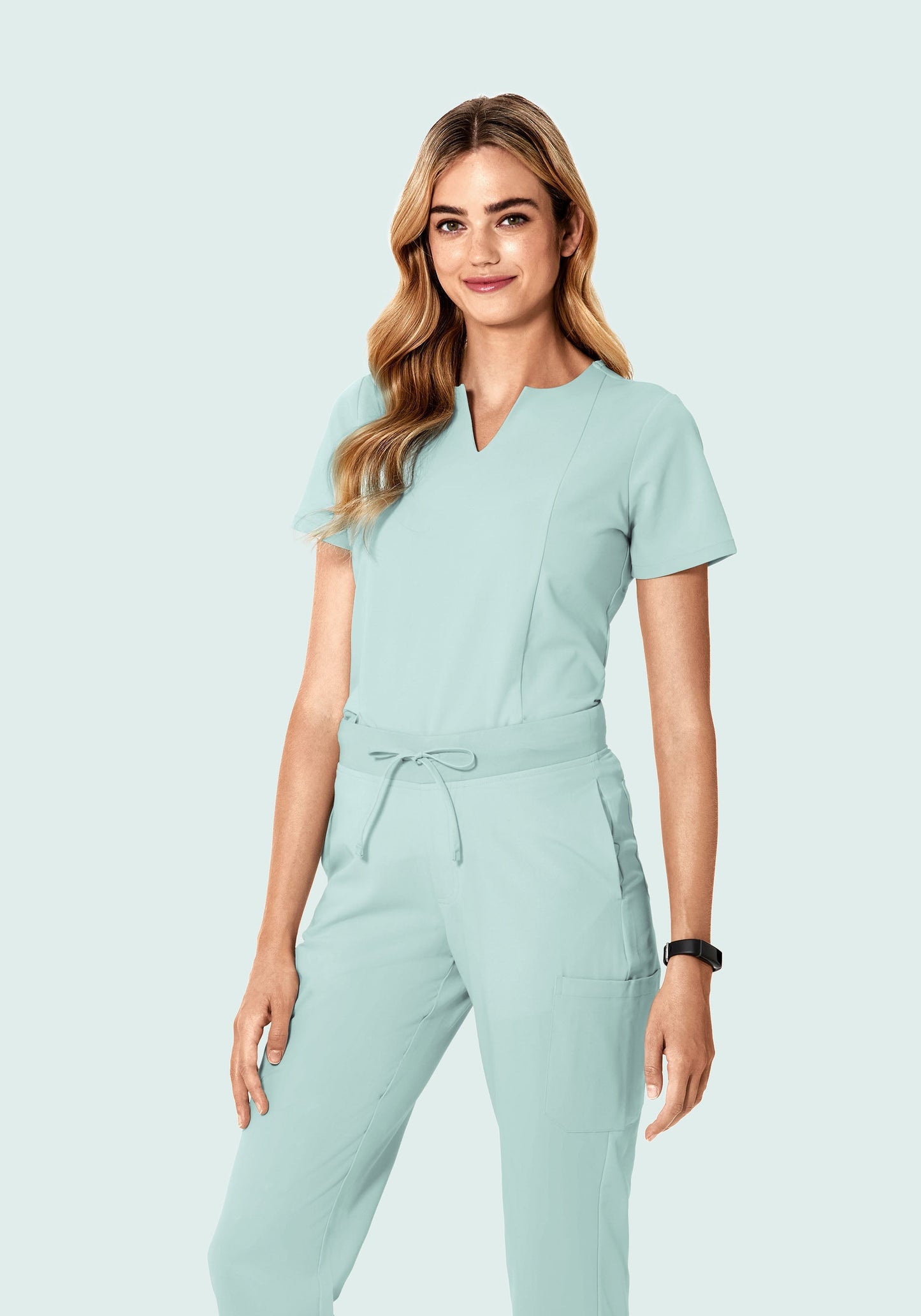 5 Pocket Notch Neck Top Sterling Blue