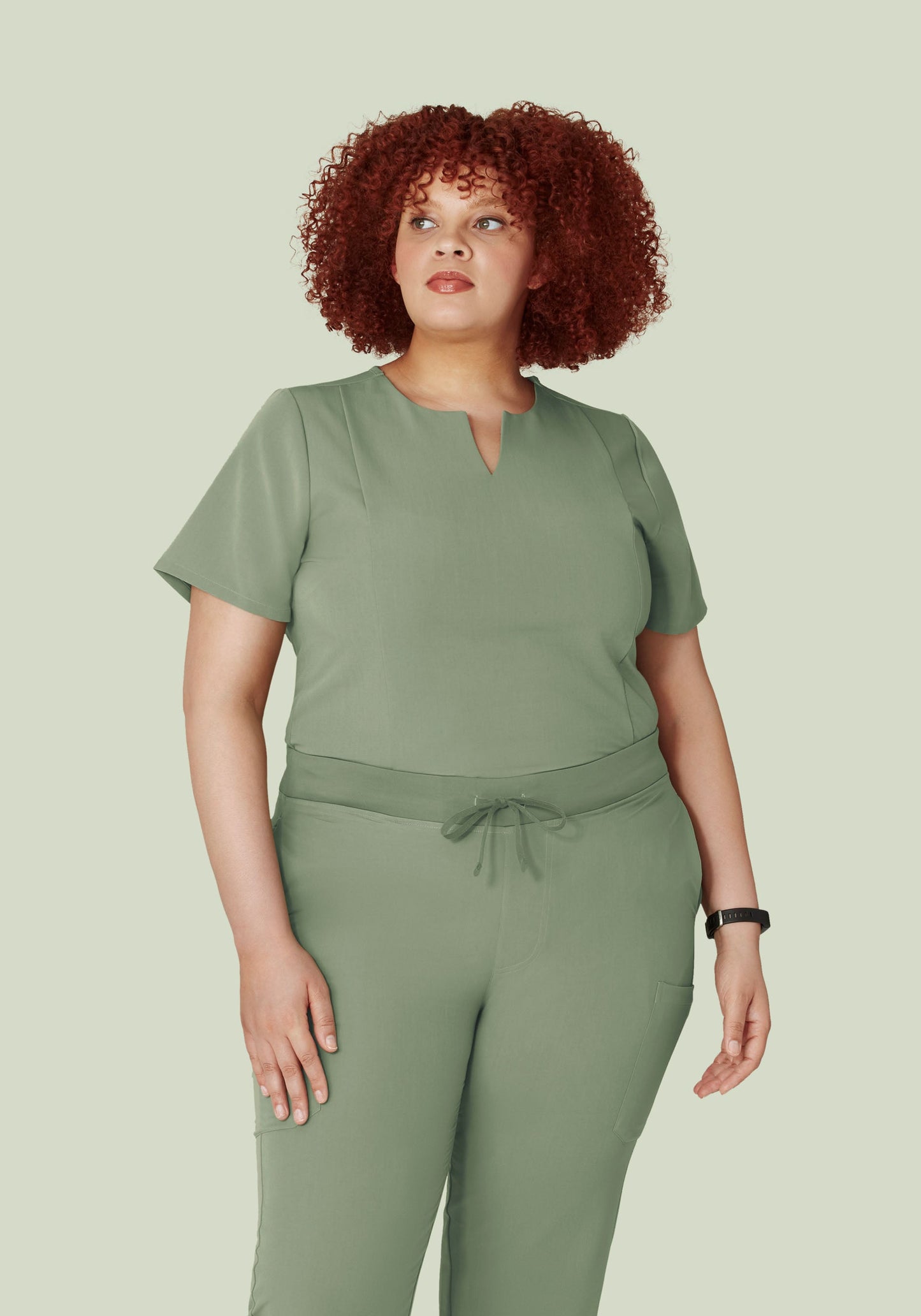 5 Pocket Notch Neck Top Cool Sage