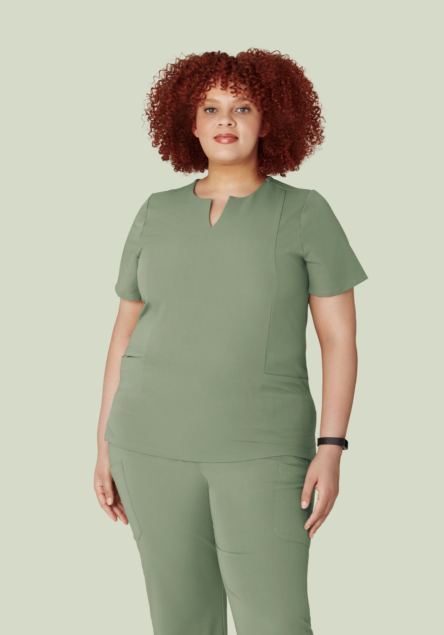5 Pocket Notch Neck Top Cool Sage