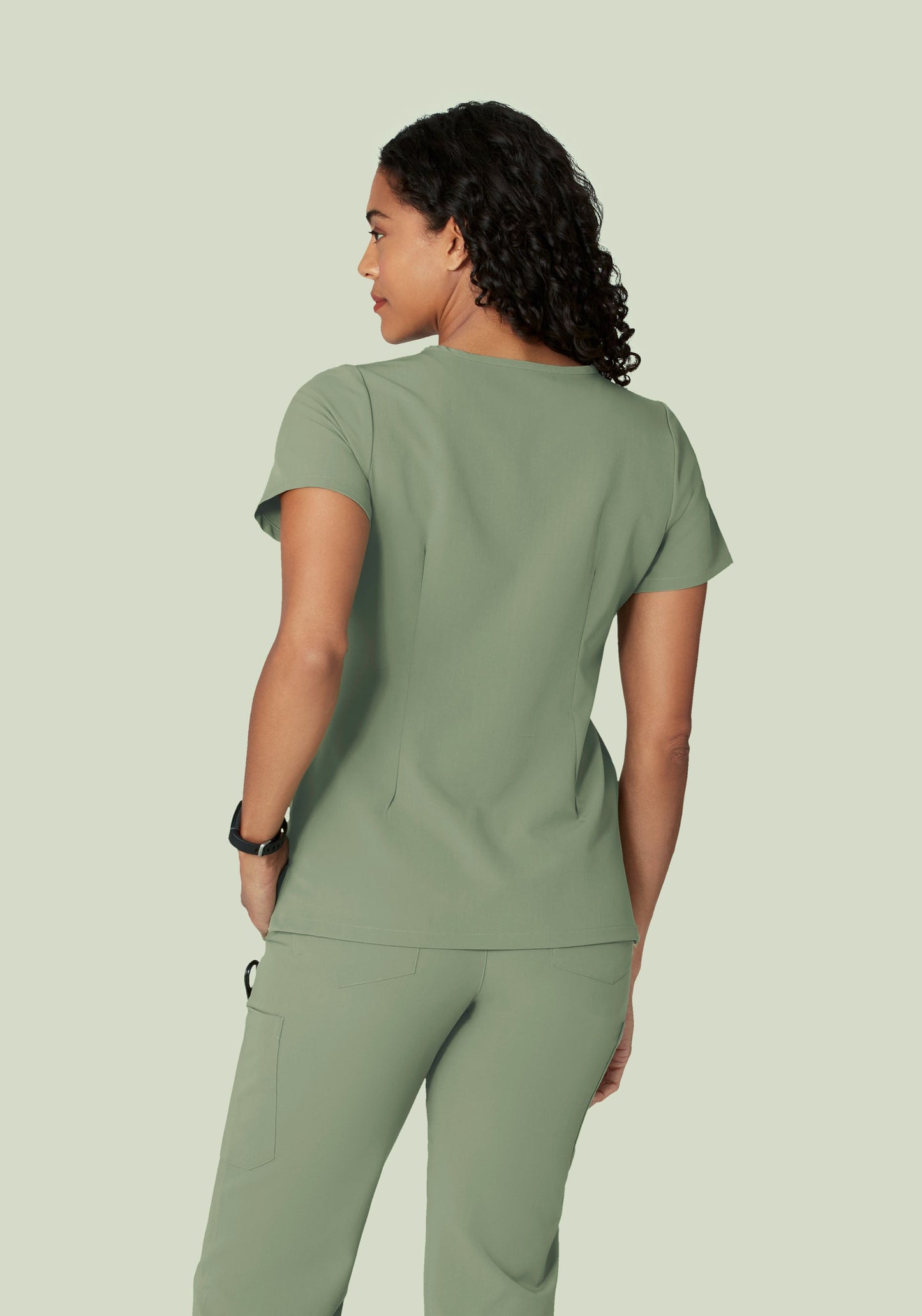 5 Pocket Notch Neck Top Cool Sage