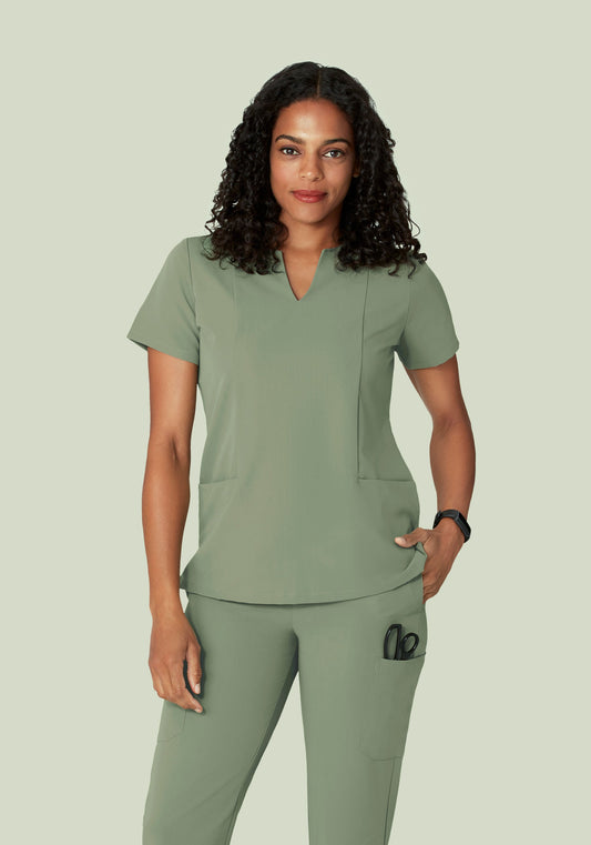 5 Pocket Notch Neck Top Cool Sage
