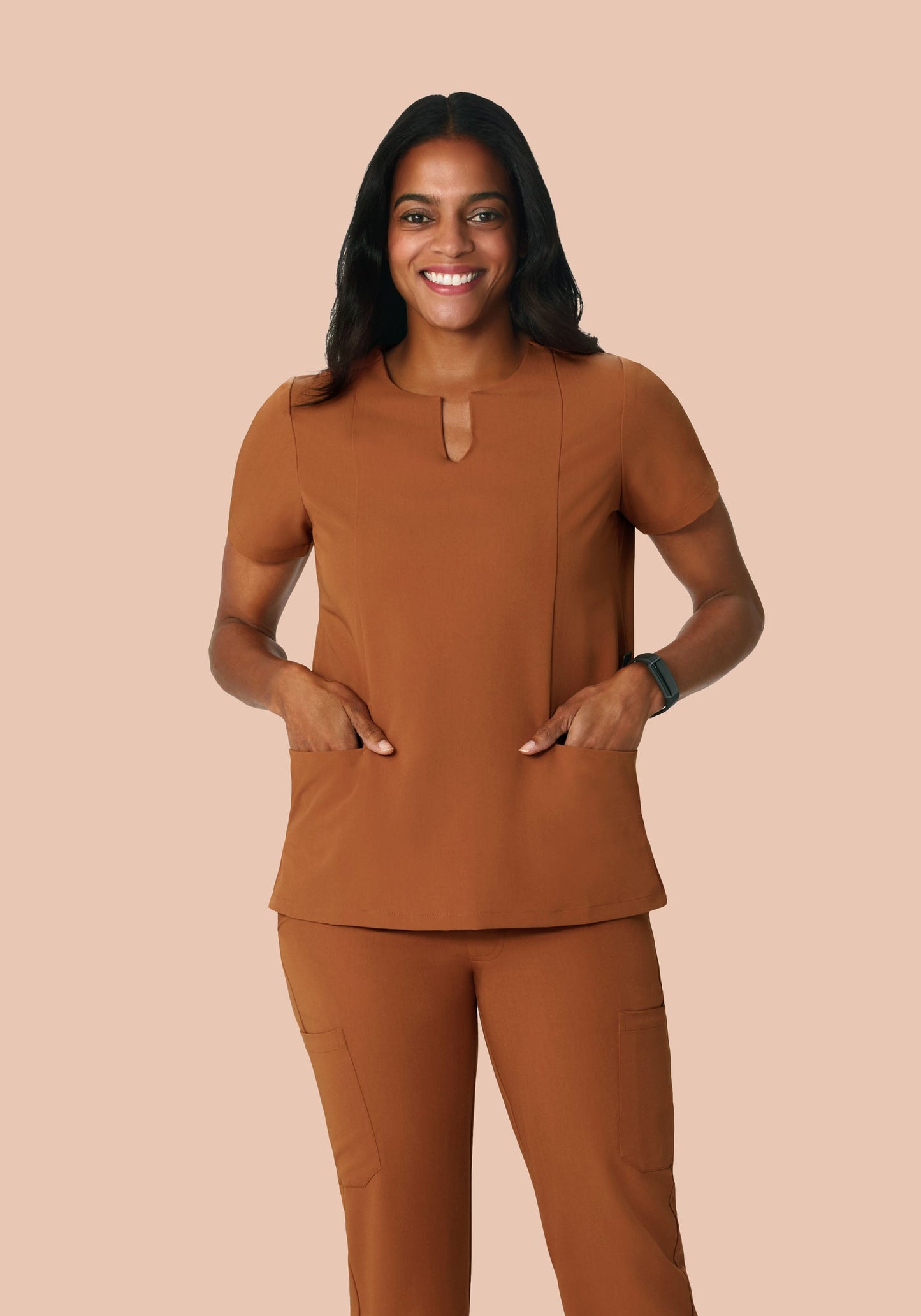5 Pocket Notch Neck Top Roasted Pecan