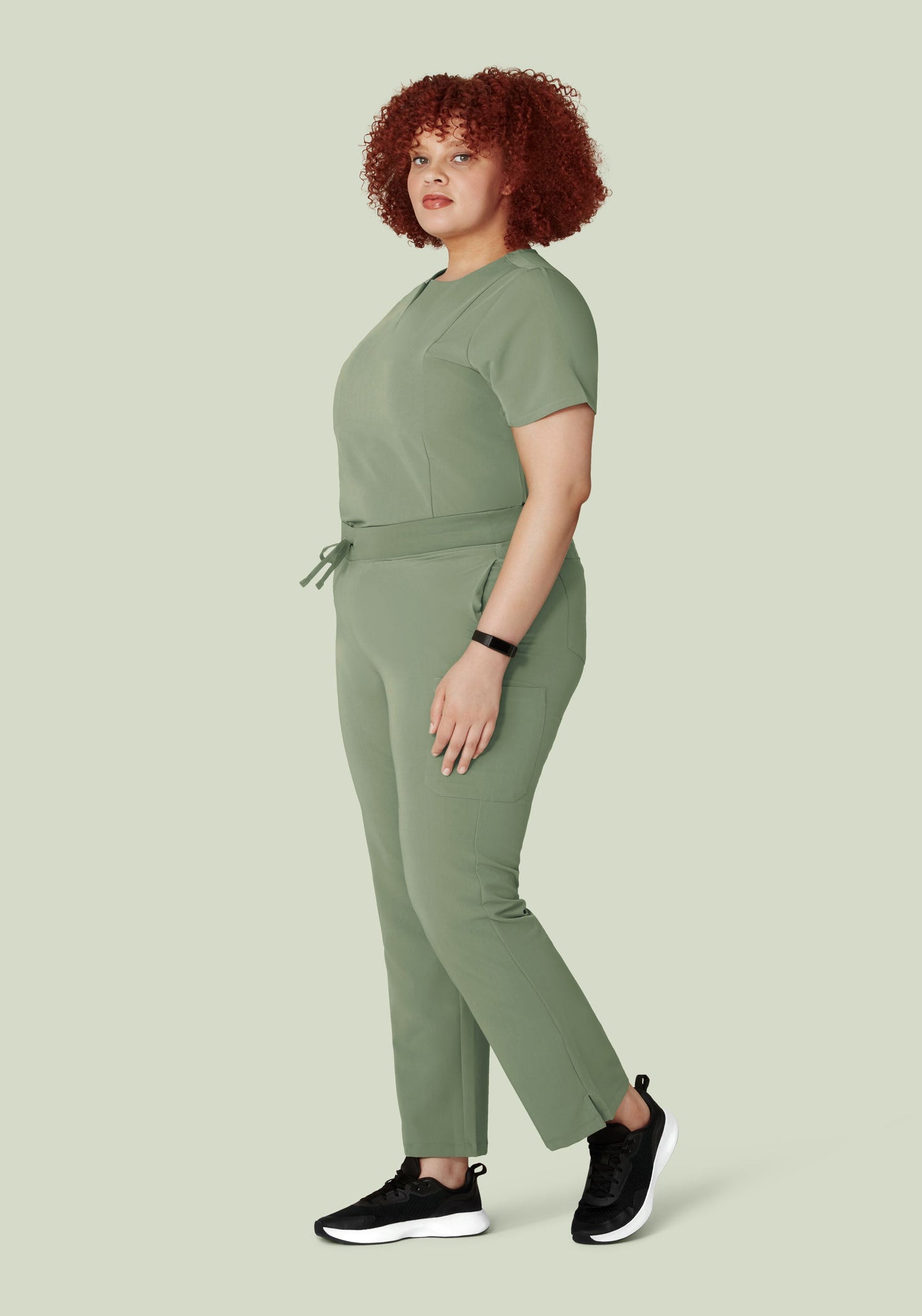 5 Pocket Notch Neck Top Cool Sage