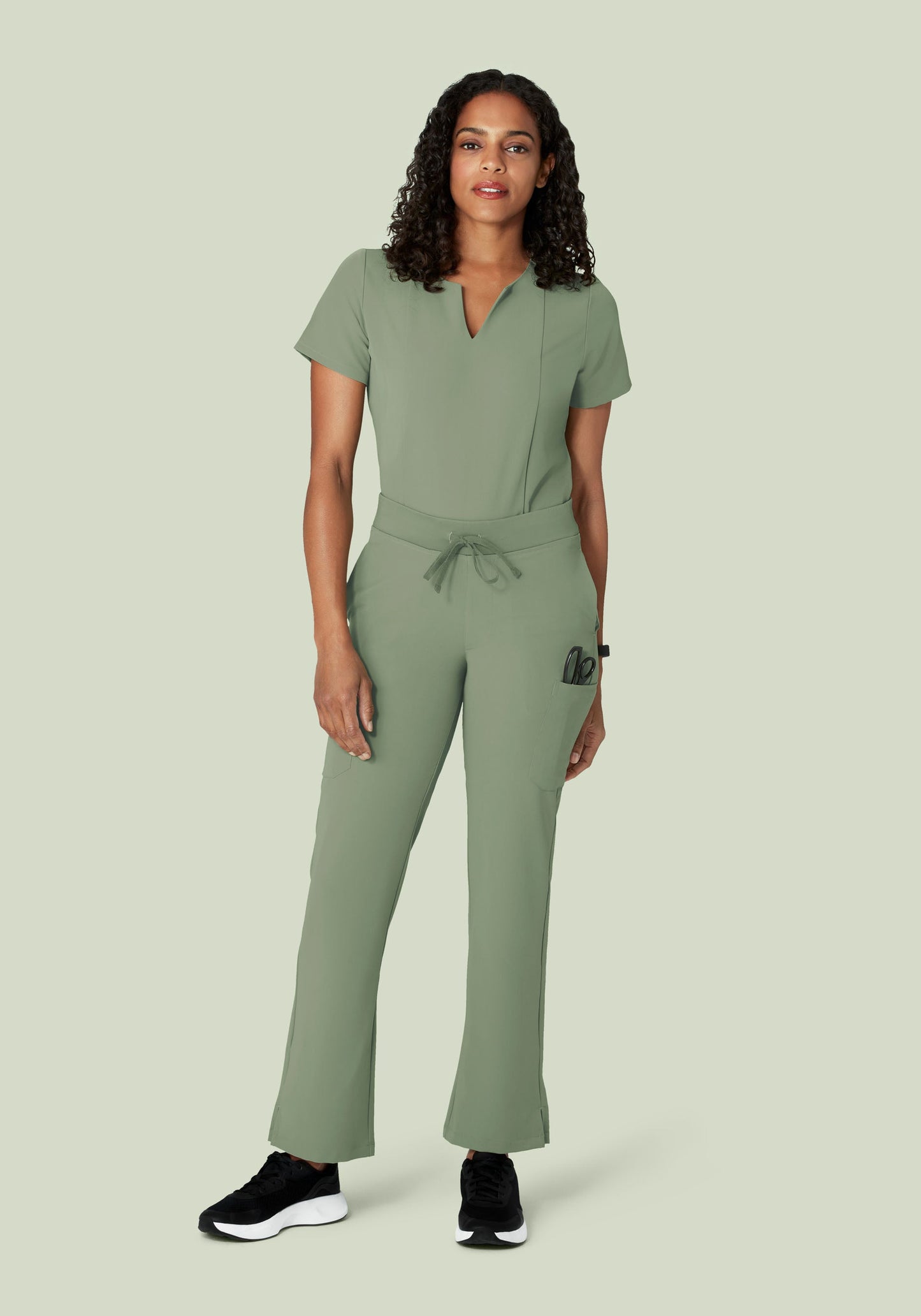 5 Pocket Notch Neck Top Cool Sage