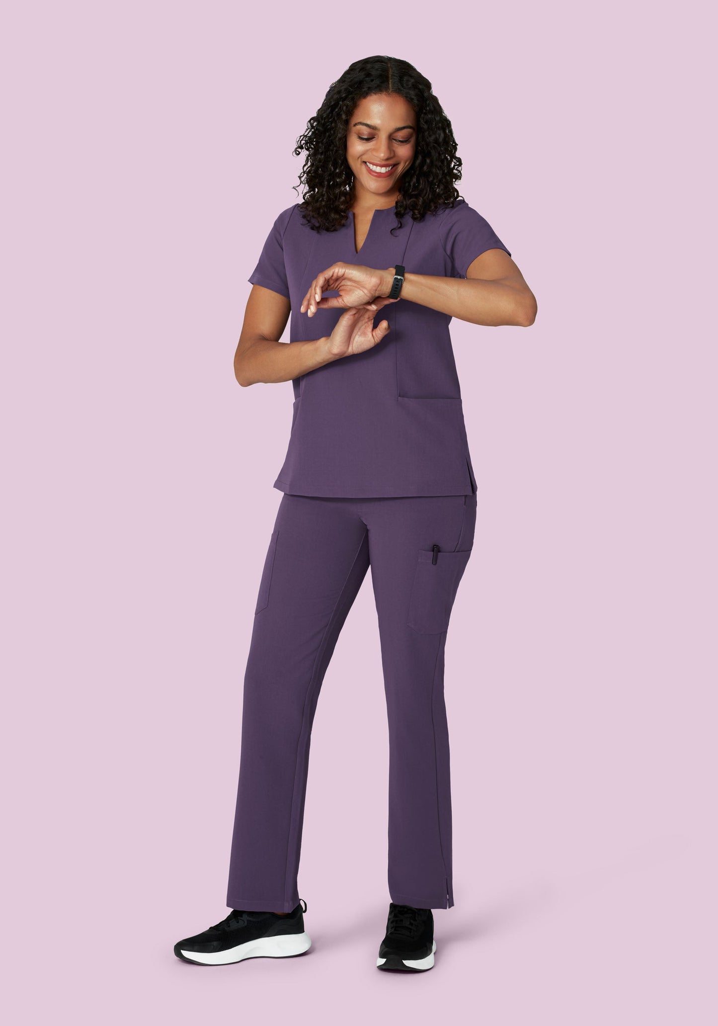 5 Pocket Notch Neck Top Deep Dewberry