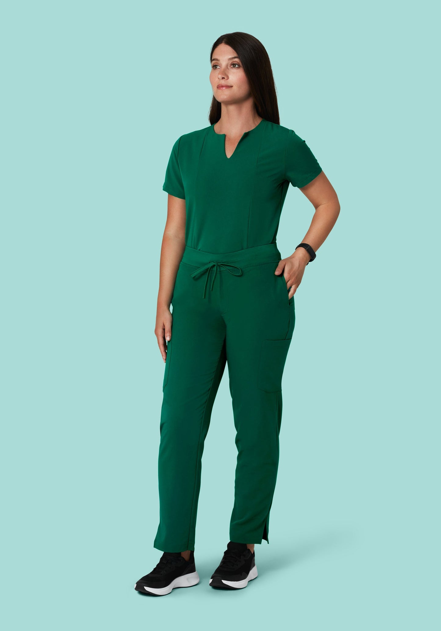 5 Pocket Notch Neck Top Hunter Green