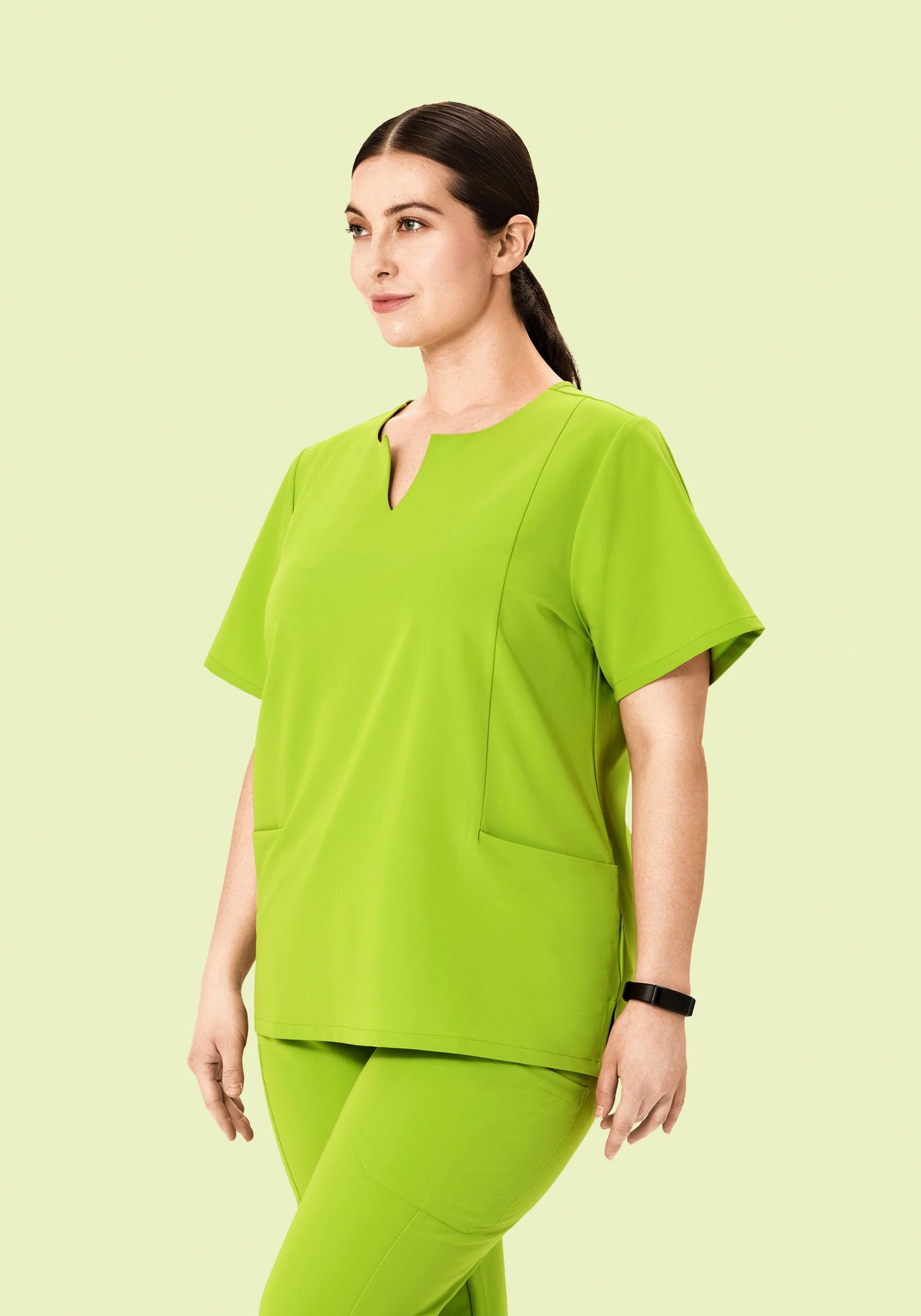 5 Pocket Notch Neck Top Apple Green