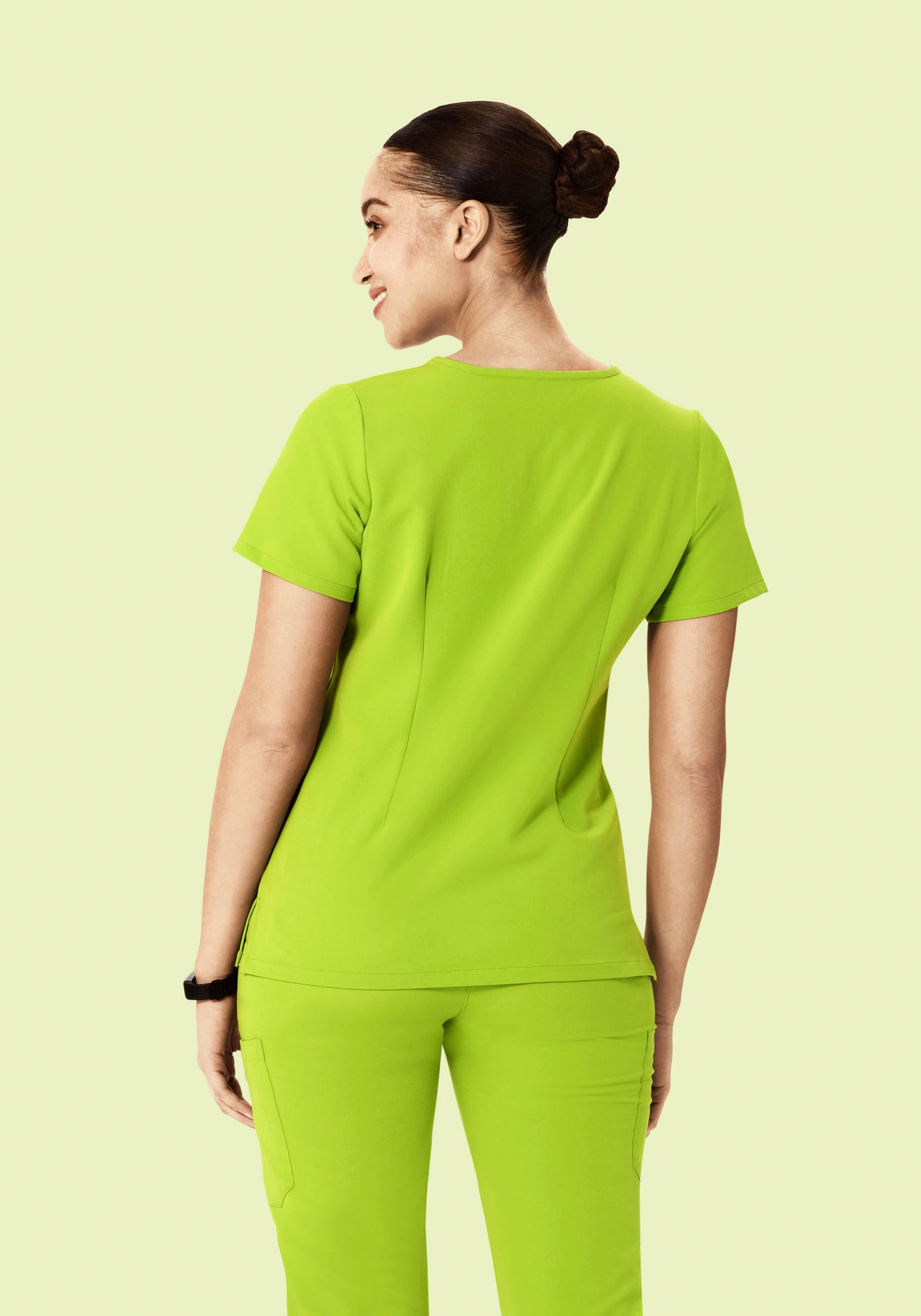 5 Pocket Notch Neck Top Apple Green