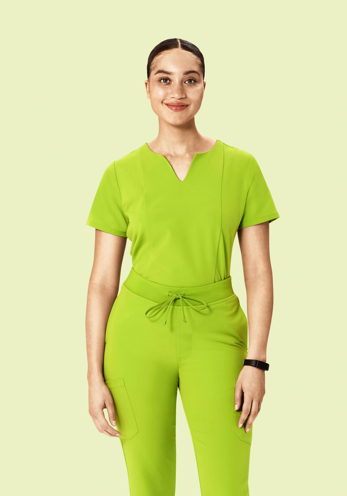 5 Pocket Notch Neck Top Apple Green