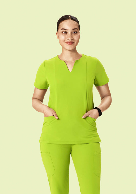 5 Pocket Notch Neck Top Apple Green