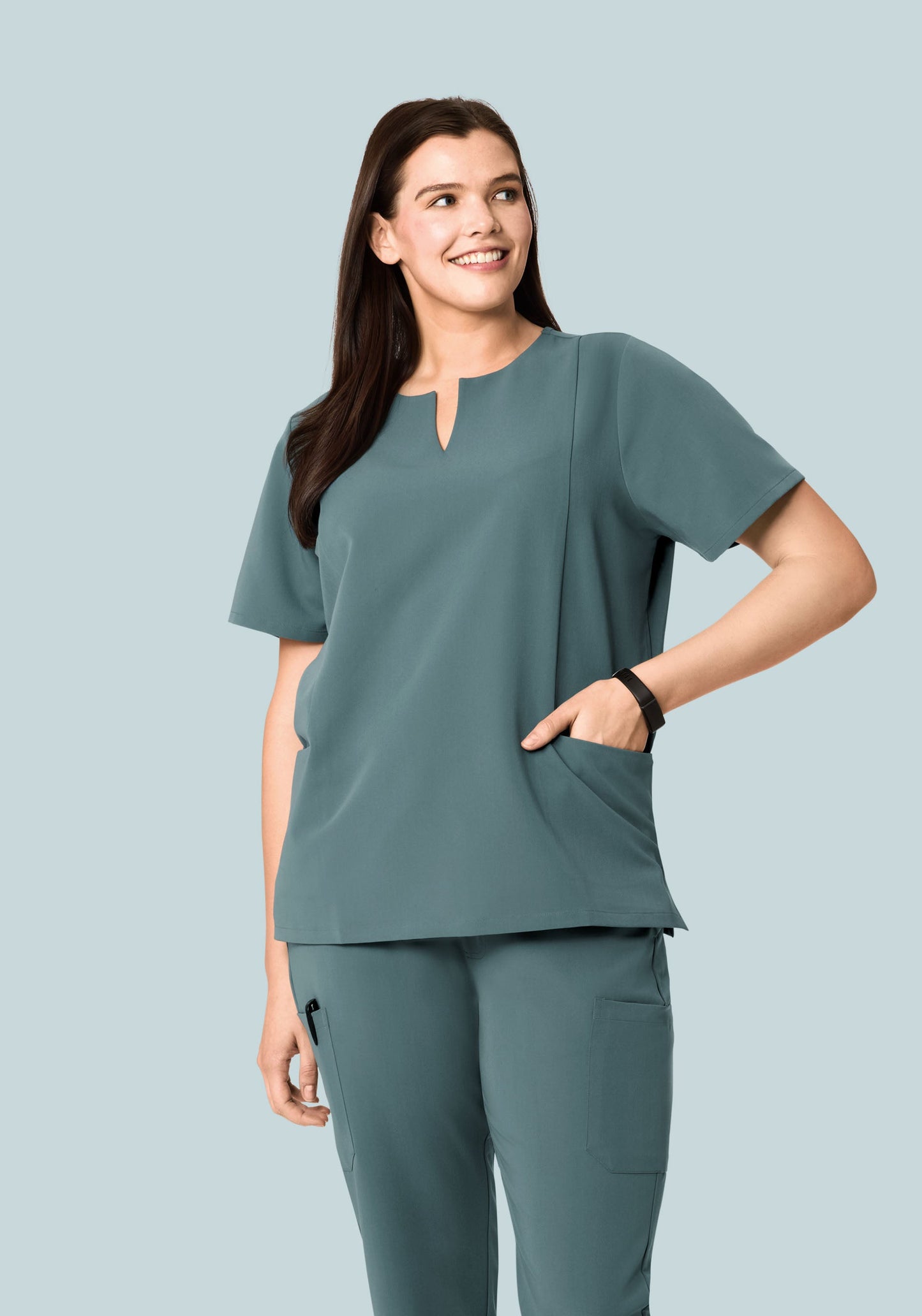 5 Pocket Notch Neck Top Stormy Sky