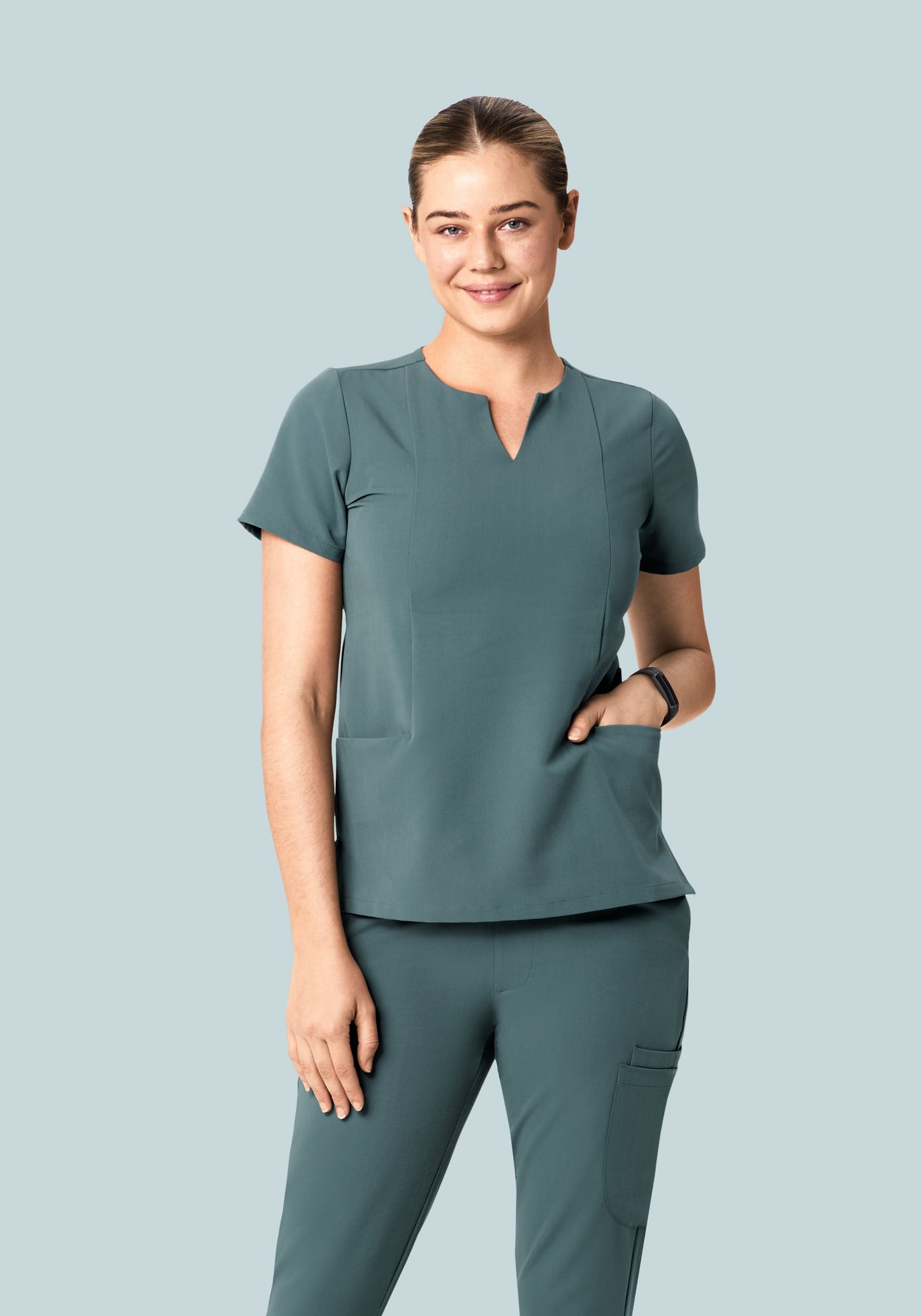 5 Pocket Notch Neck Top Stormy Sky