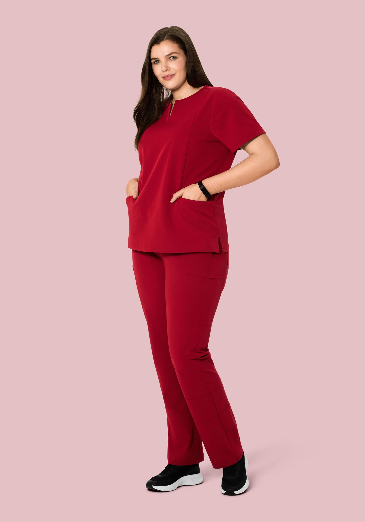 5 Pocket Notch Neck Top Cardinal