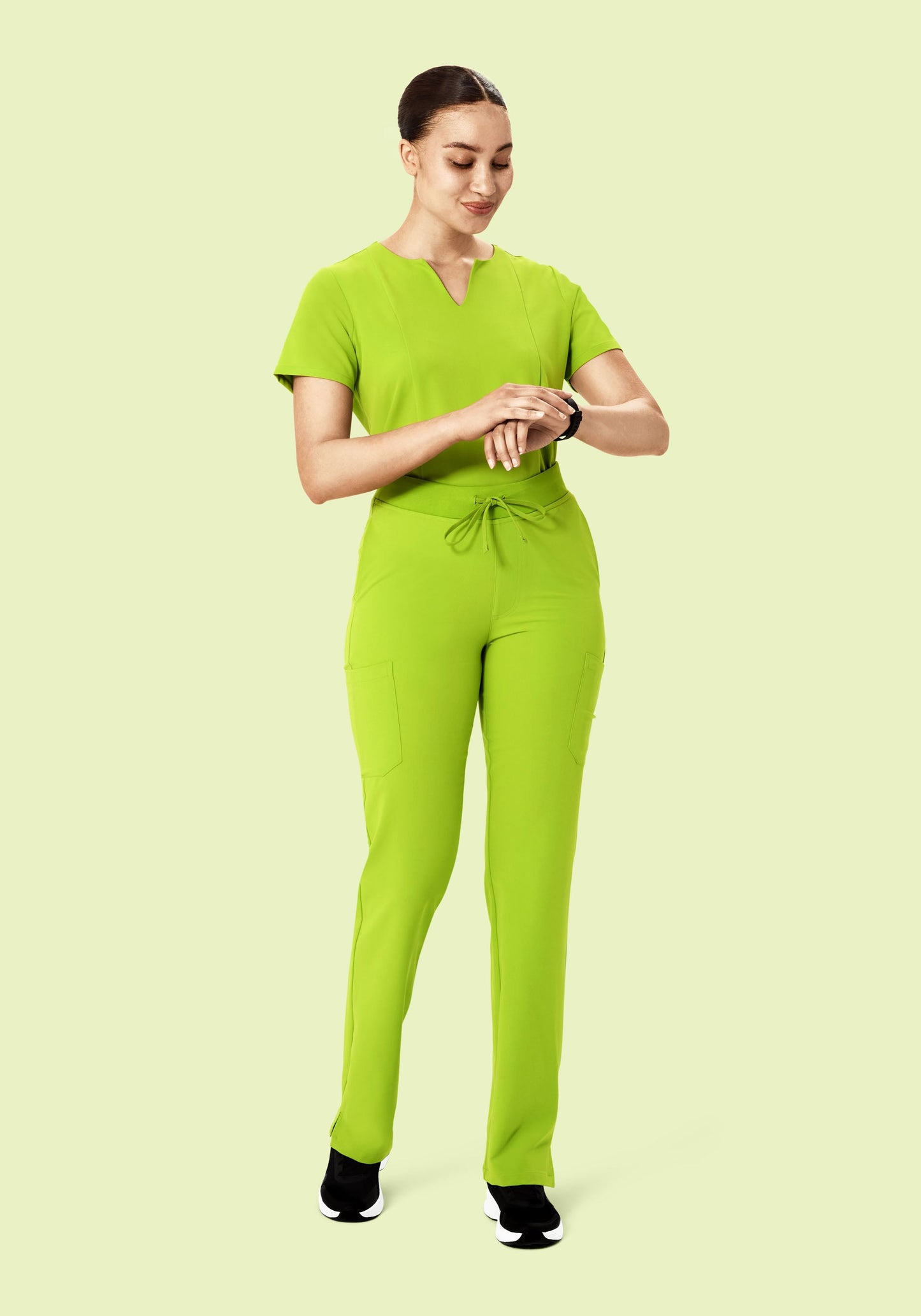 5 Pocket Notch Neck Top Apple Green