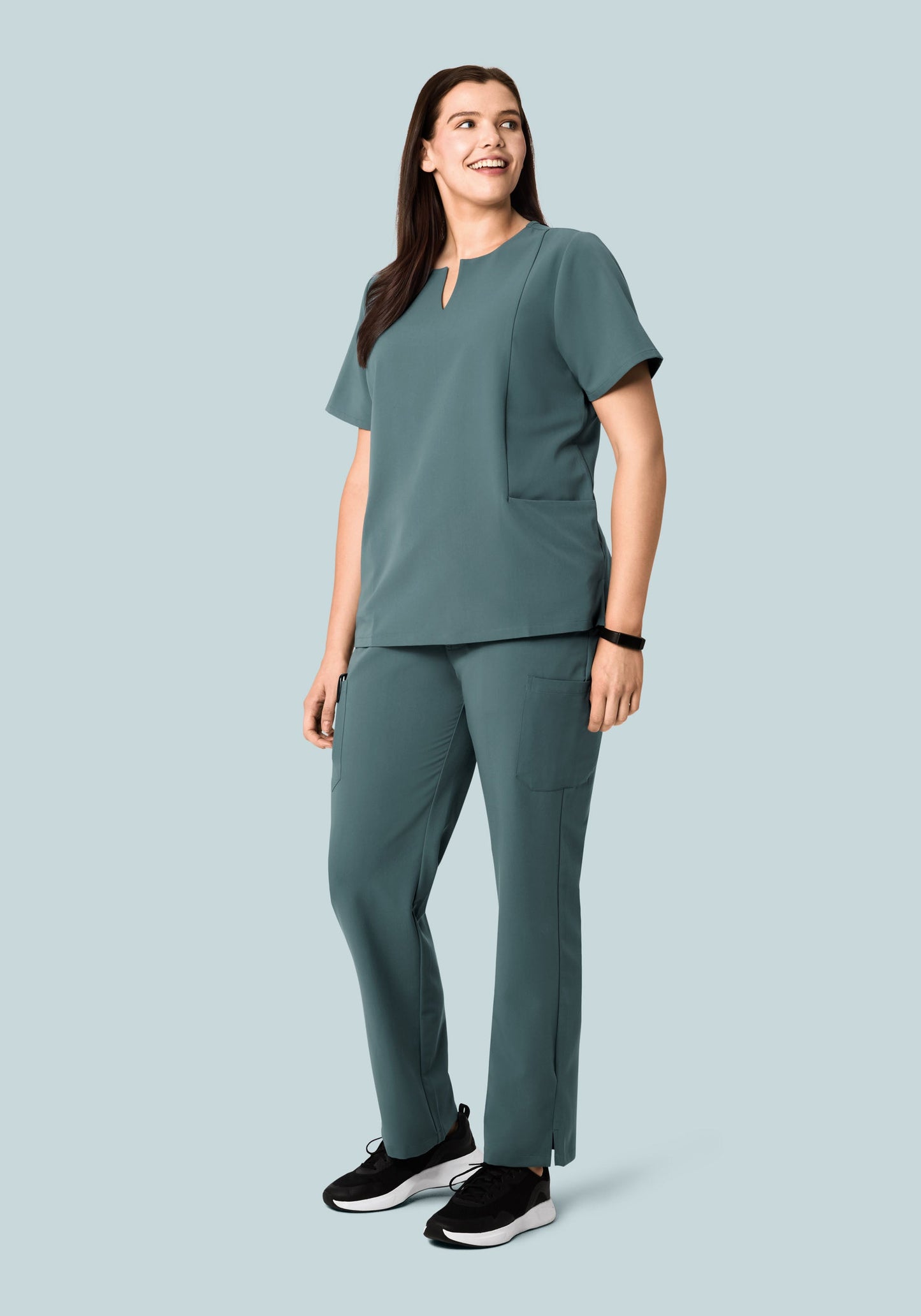 5 Pocket Notch Neck Top Stormy Sky