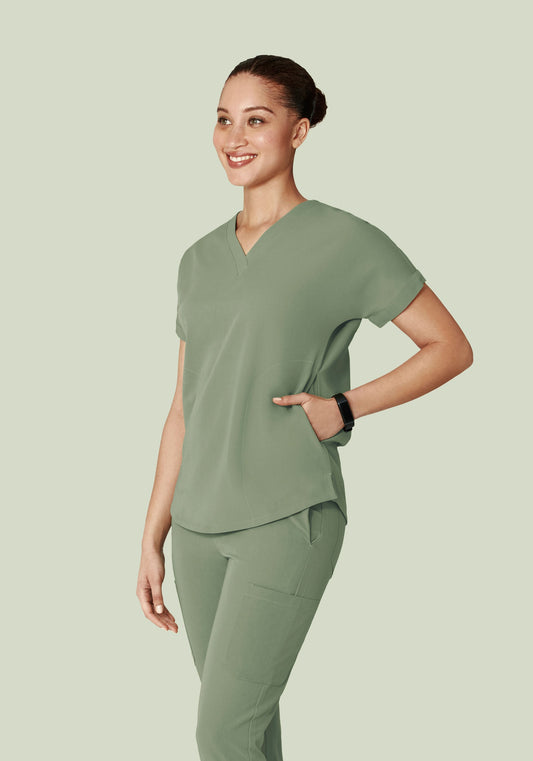 Oversized V Neck Top Cool Sage