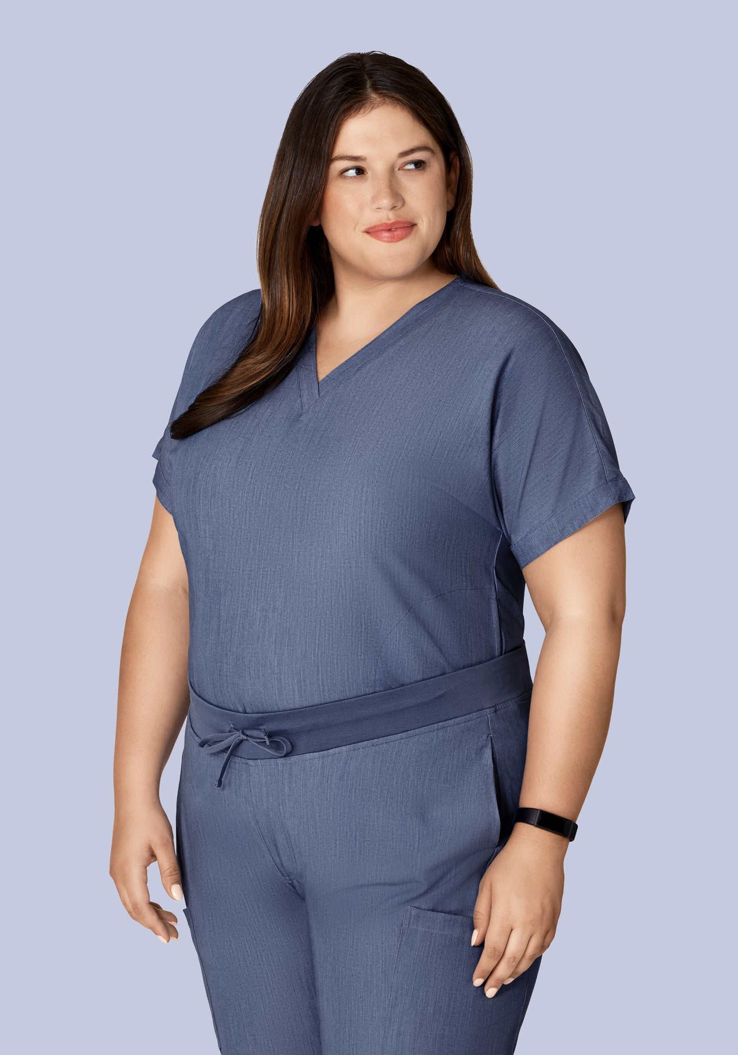 Oversized V Neck Top Heather Denim