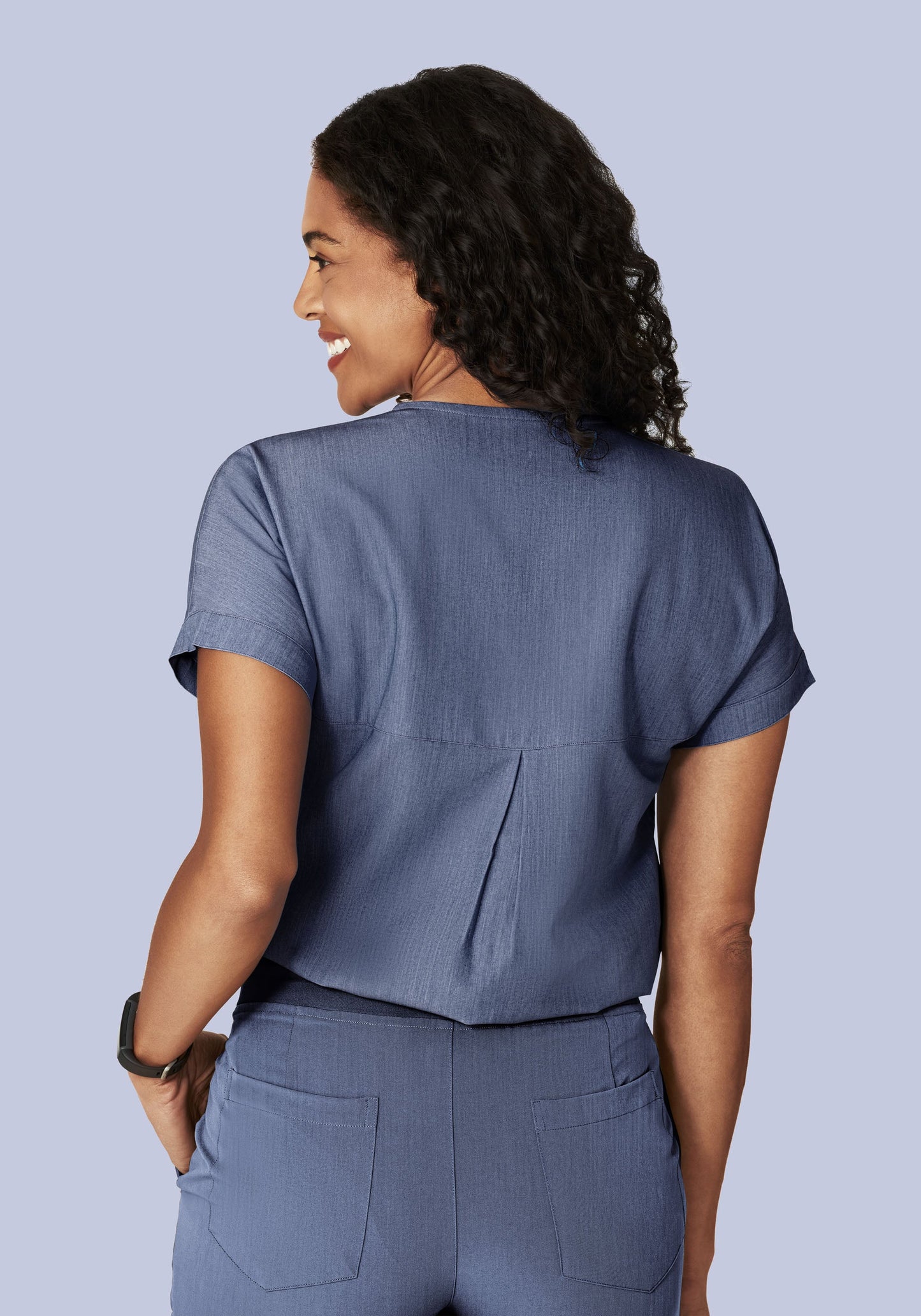 Oversized V Neck Top Heather Denim