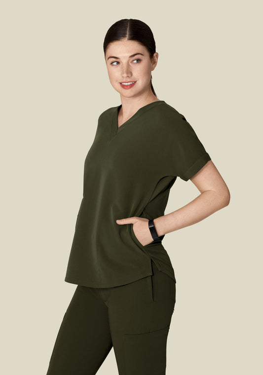 Oversized V Neck Top Olive